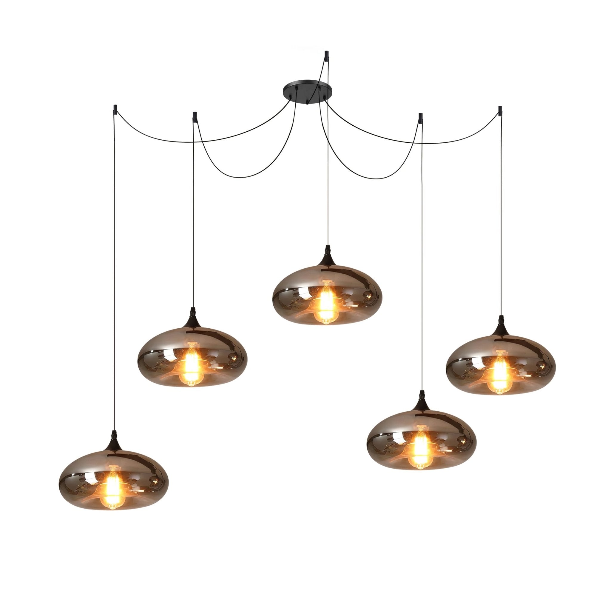 June Minimalistische Flaschen-Glas-Pendelleuchte in Rauchgrau