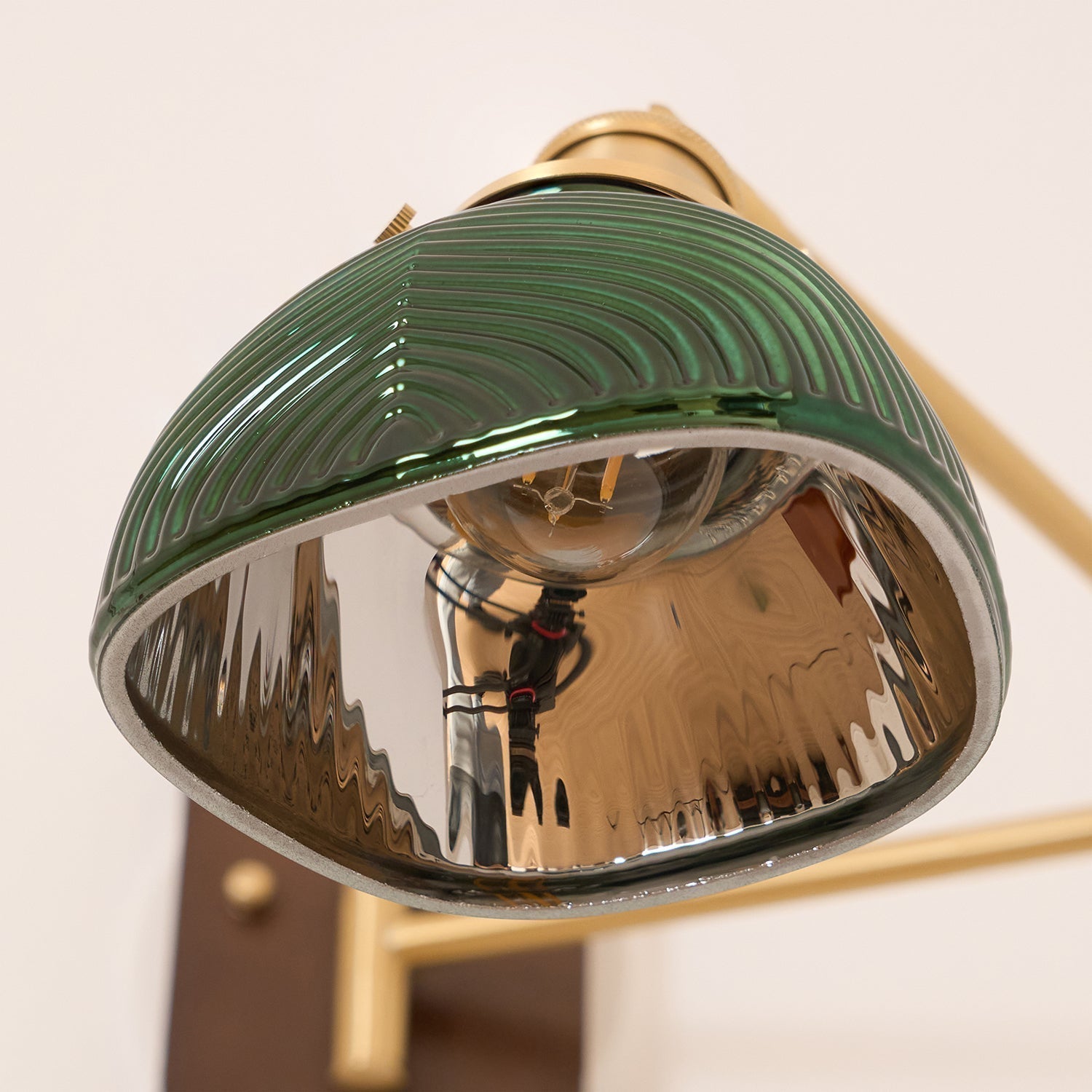 Emeric Adjustable Swing Arm Wall Lamp with Green Glass Shade - Letslighting