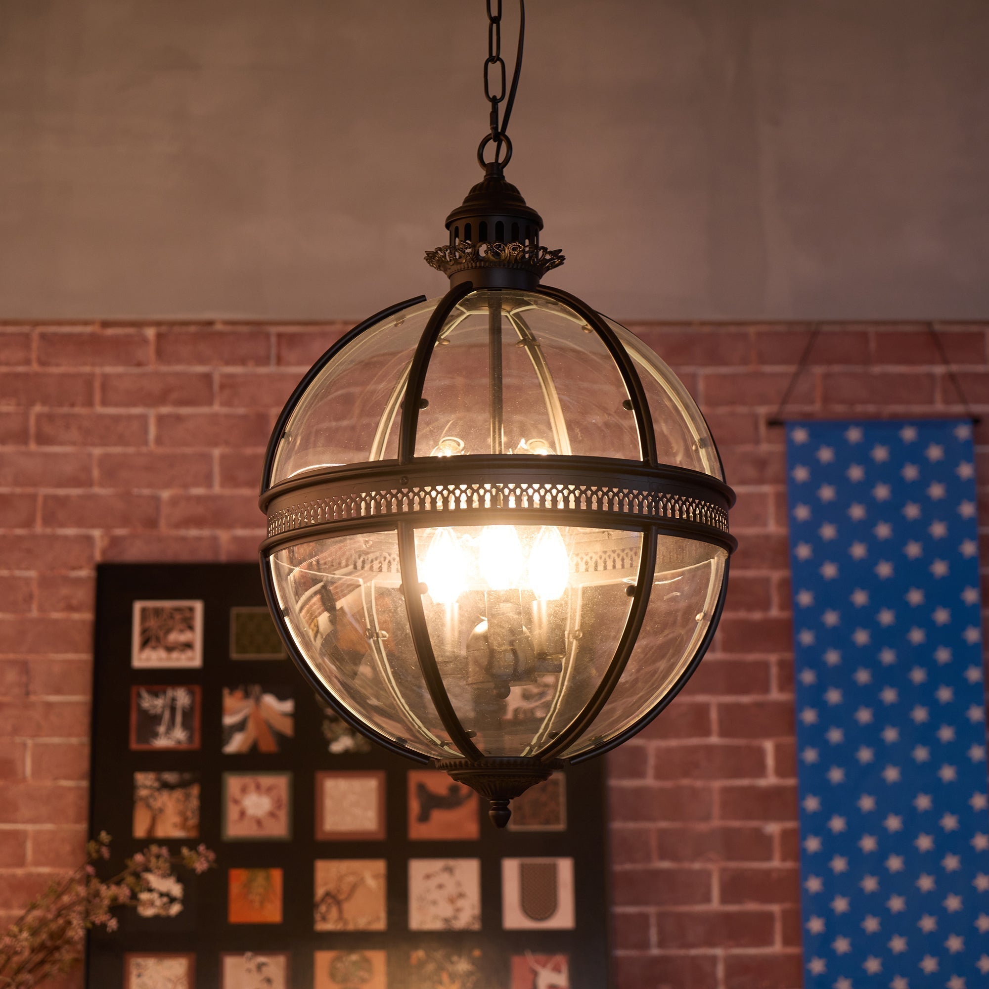 Edward Retro Pendelleuchte aus Glas