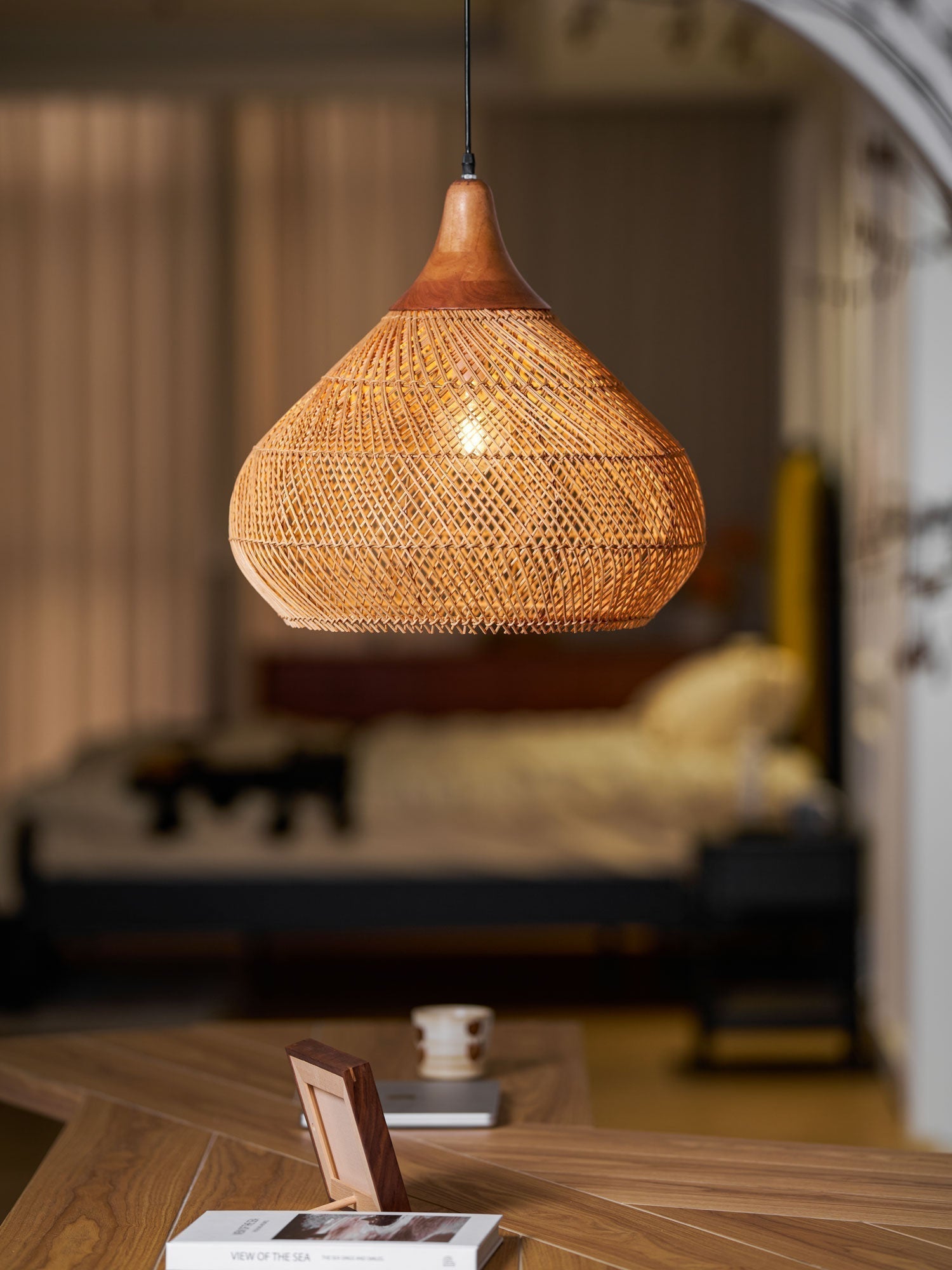 Solavn Rattanholz Pendelleuchte-Letslighting