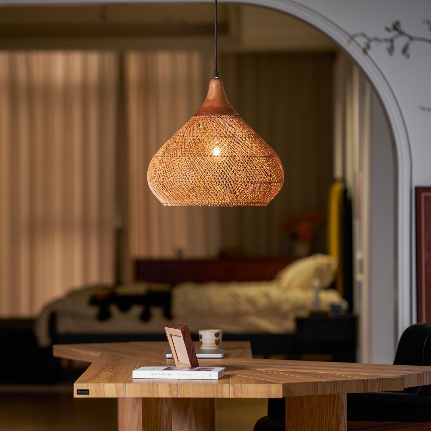 Solavn Rattanholz Pendelleuchte-Letslighting