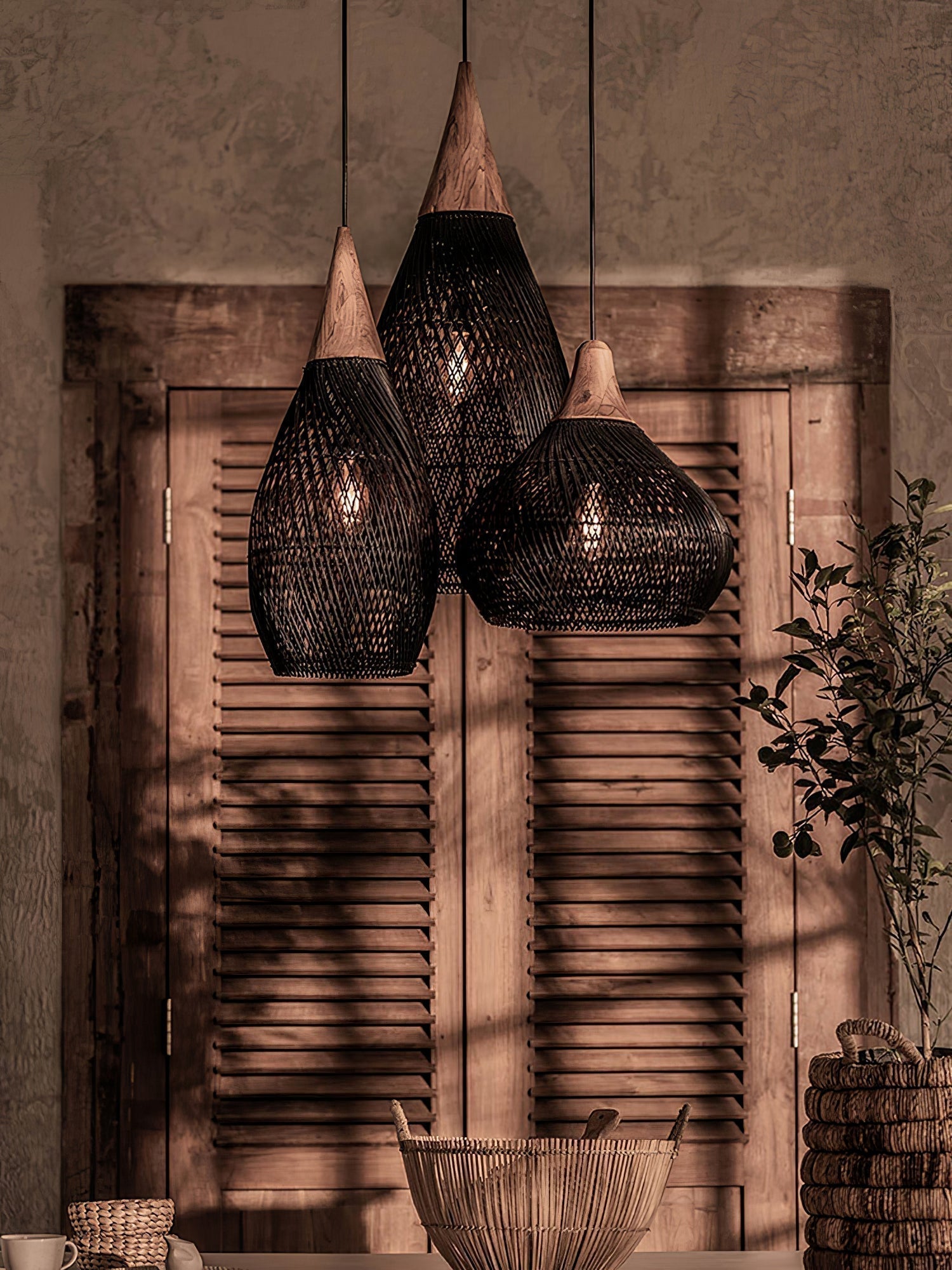 Solavn Rattanholz Pendelleuchte-Letslighting