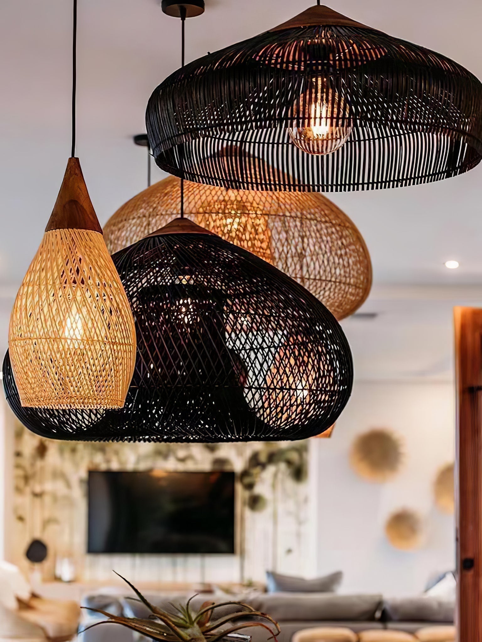 Solavn Rattanholz Pendelleuchte-Letslighting