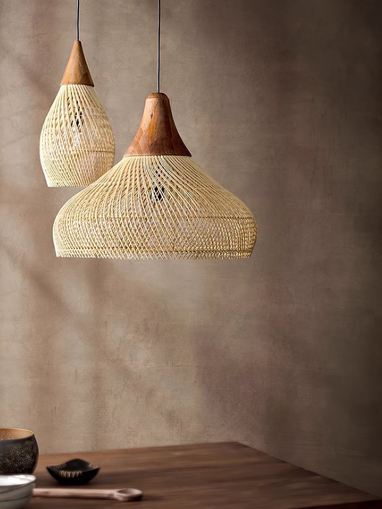 Solavn Rattanholz Pendelleuchte-Letslighting