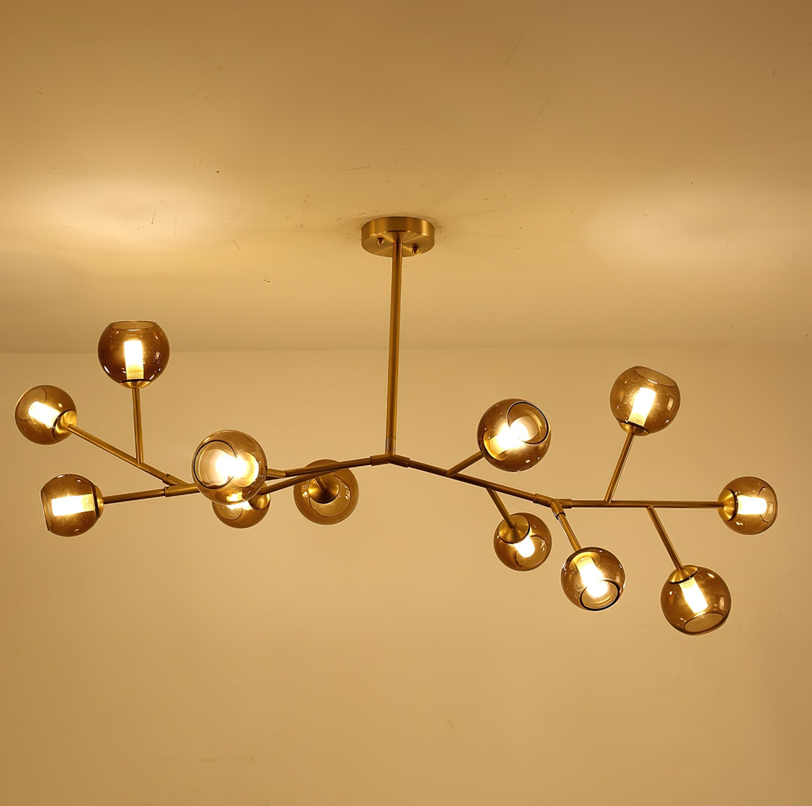 Kinetic Messing-Glas-Kronleuchter-Letslighting