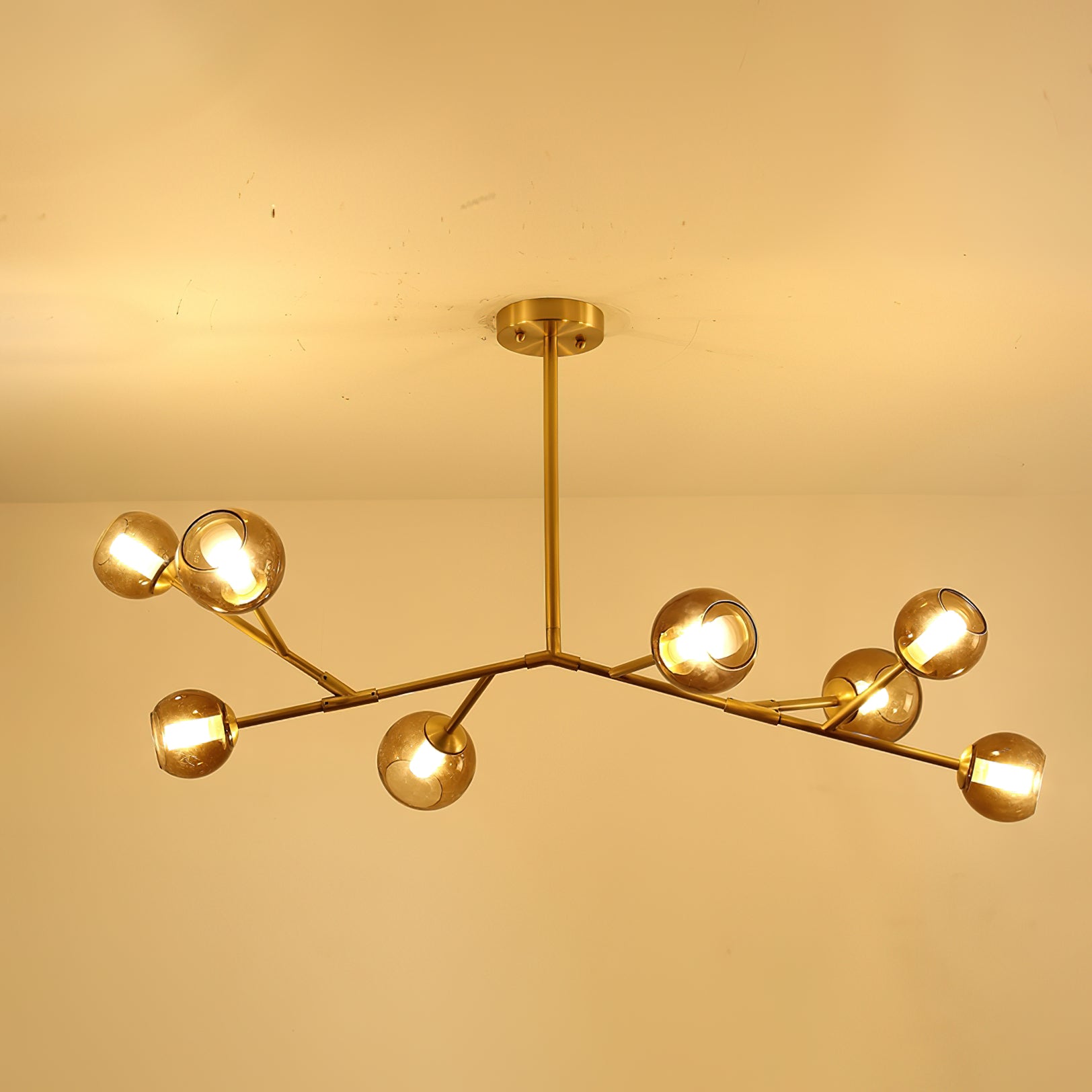 Kinetic Messing-Glas-Kronleuchter-Letslighting