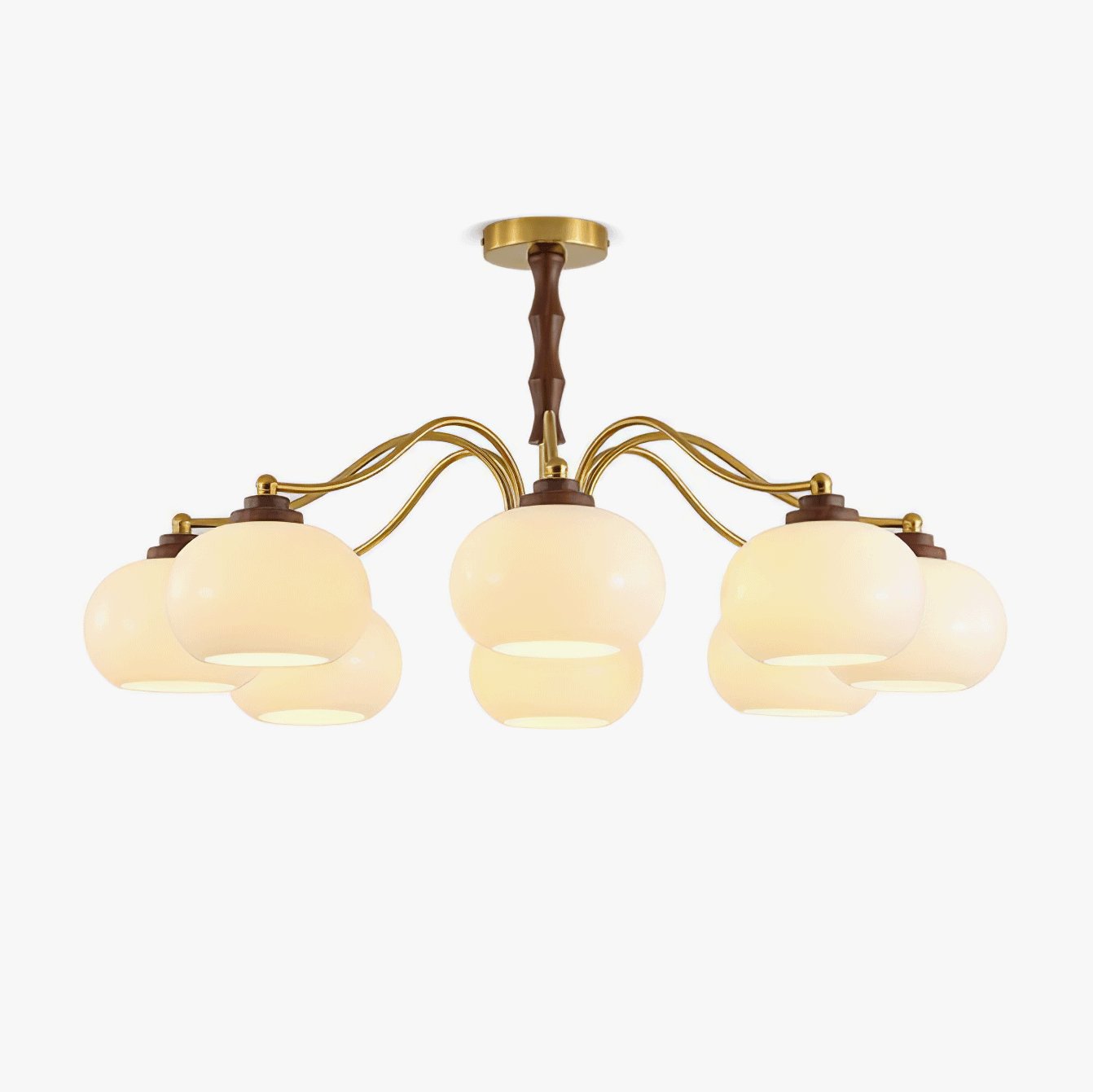 Lustra Kronleuchter Walnuss Glas Globus-Letslighting