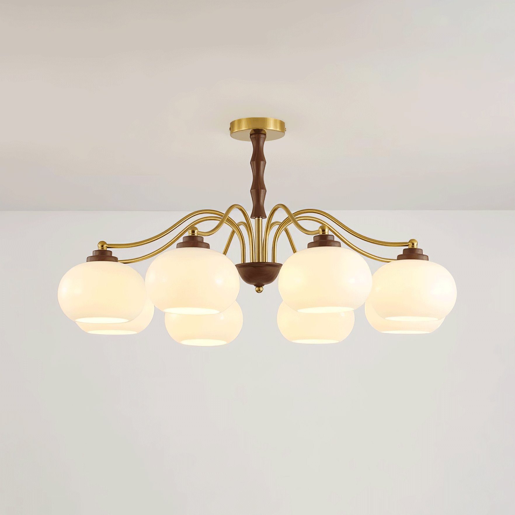 Lustra Kronleuchter Walnuss Glas Globus-Letslighting