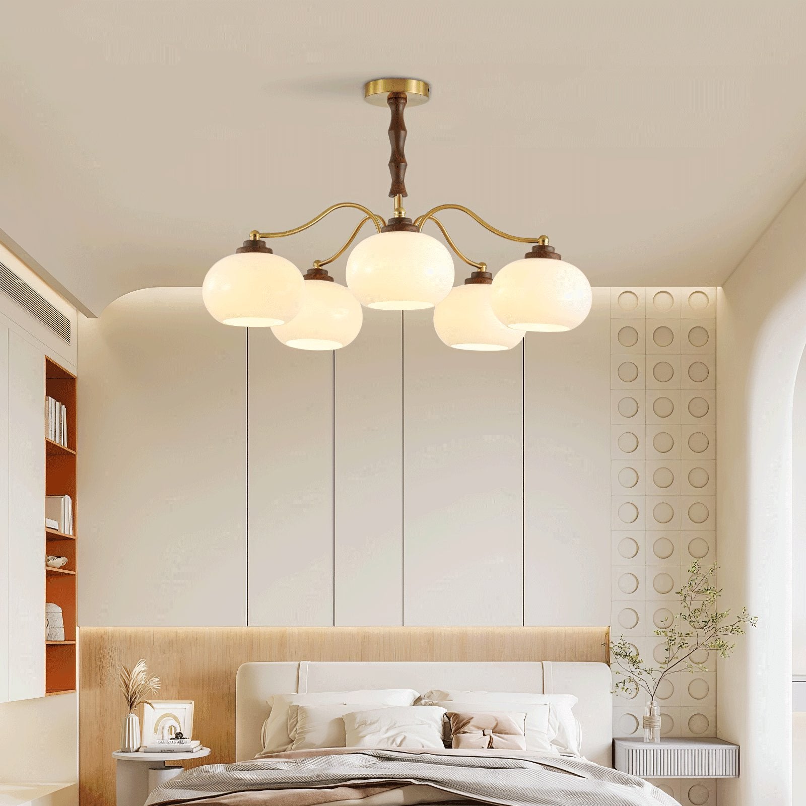 Lustra Kronleuchter Walnuss Glas Globus-Letslighting