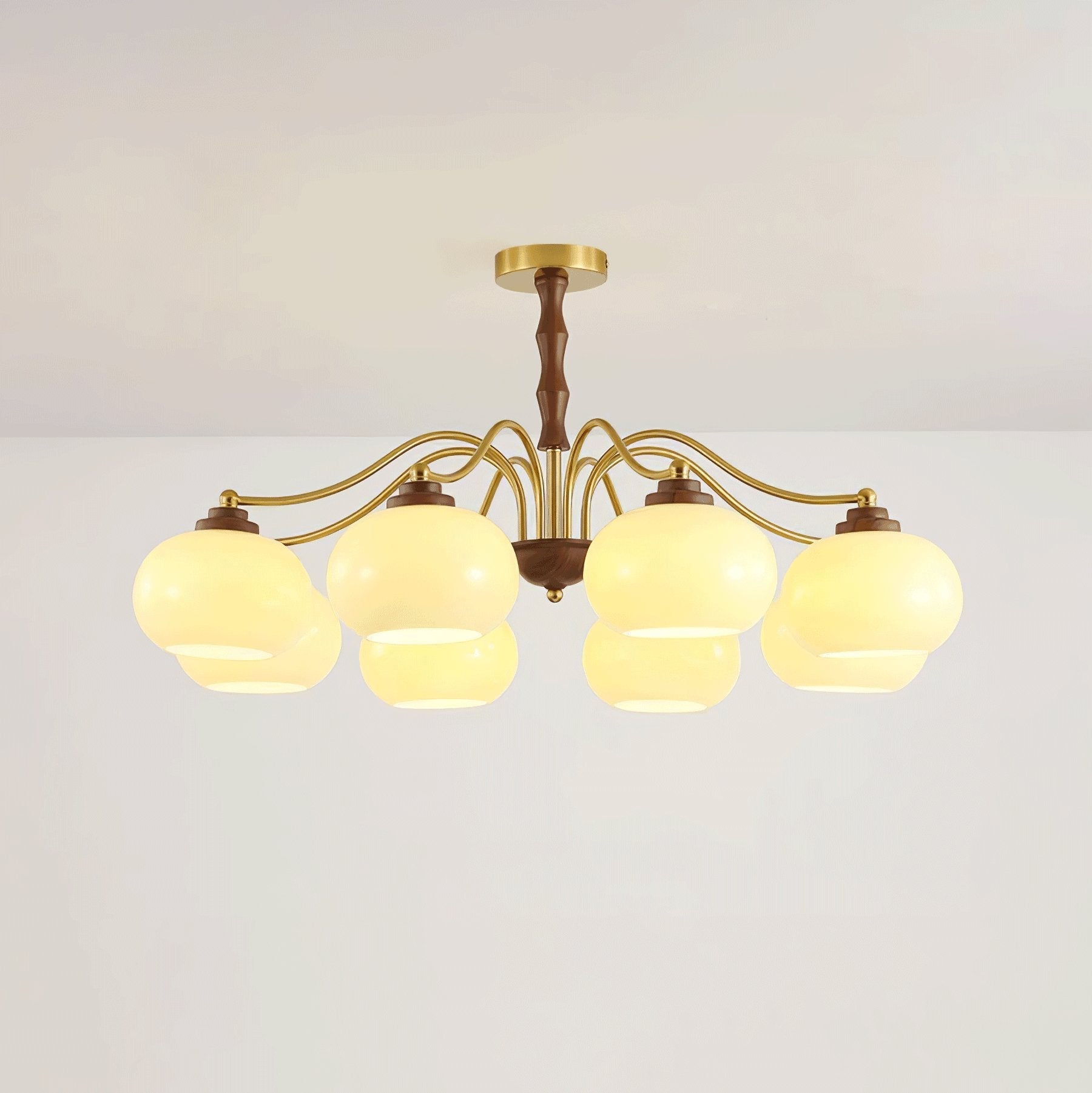Lustra Kronleuchter Walnuss Glas Globus-Letslighting