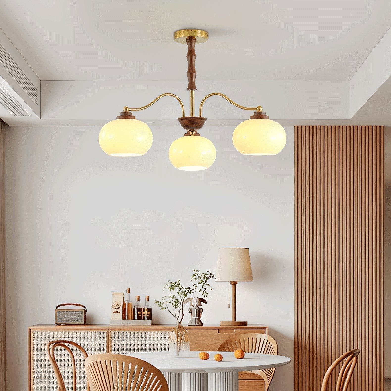 Lustra Kronleuchter Walnuss Glas Globus-Letslighting