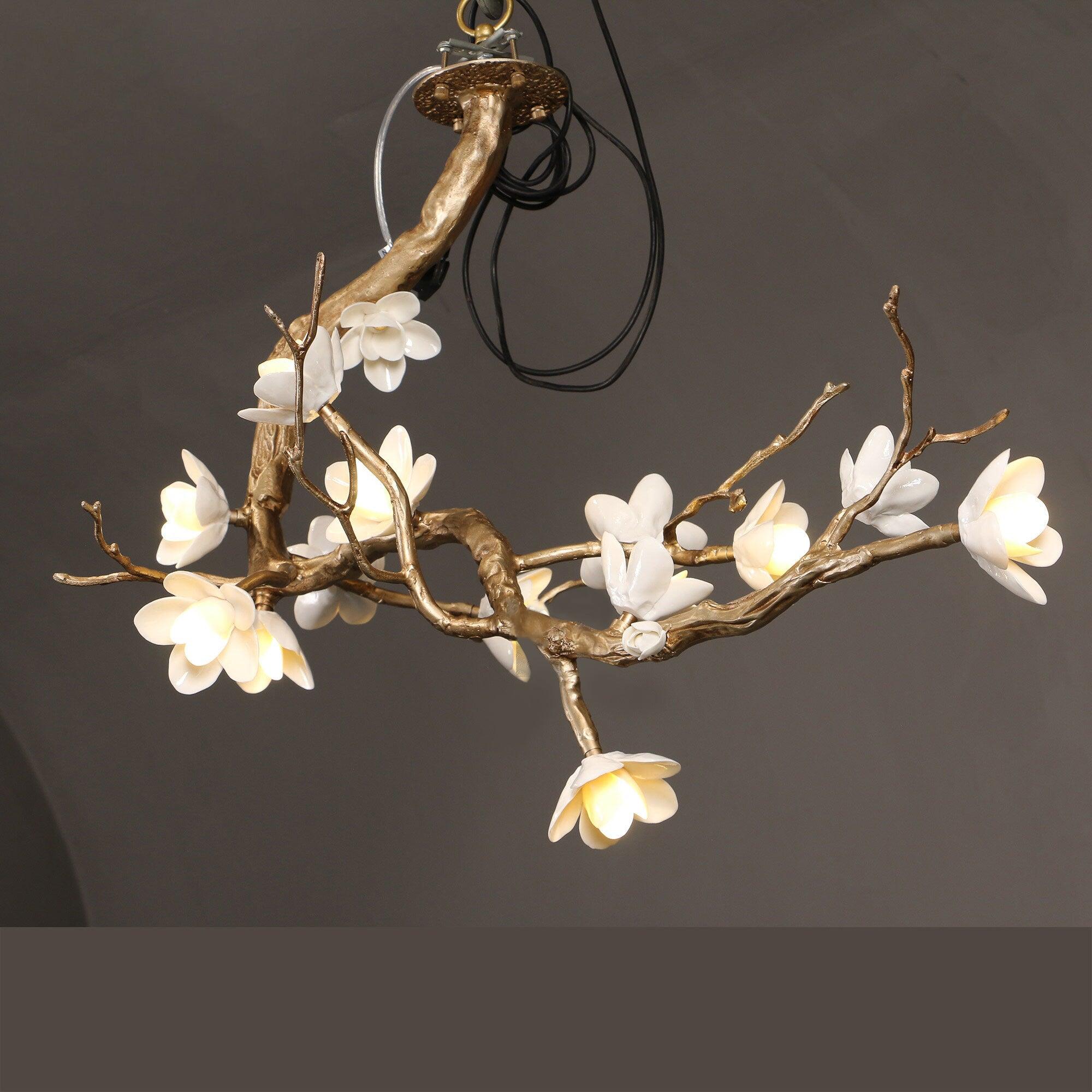 Lustra Kronleuchter Messing Blume Zweig Natur-Letslighting