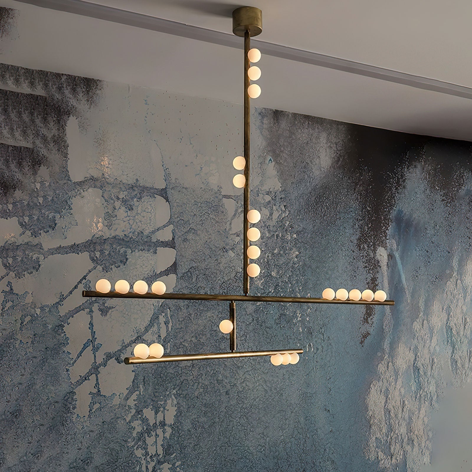 Eurzoris Geometrischer Linearer Kronleuchter aus Messing-Letslighting