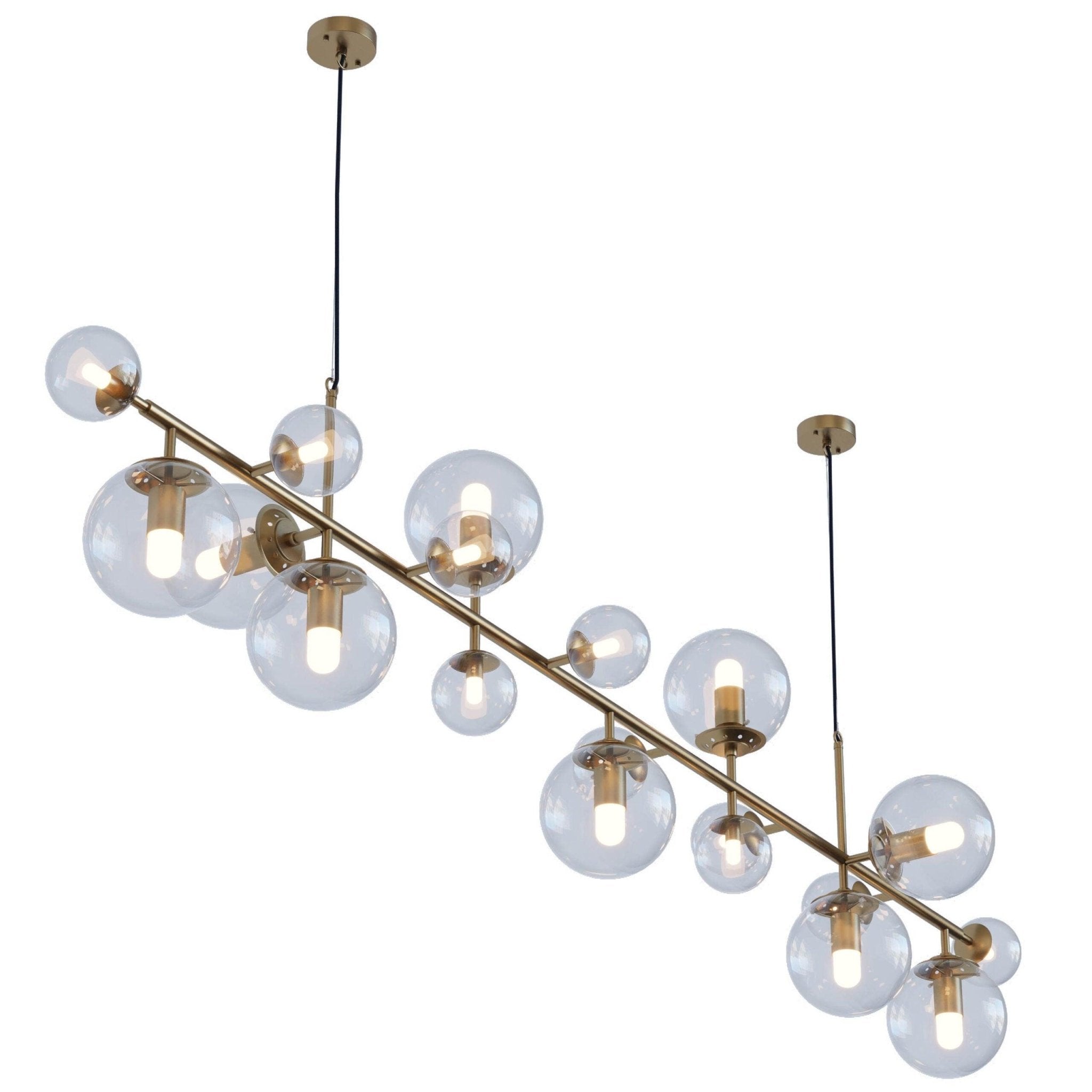 Solara Kronleuchter Messing Glas Globus-Letslighting