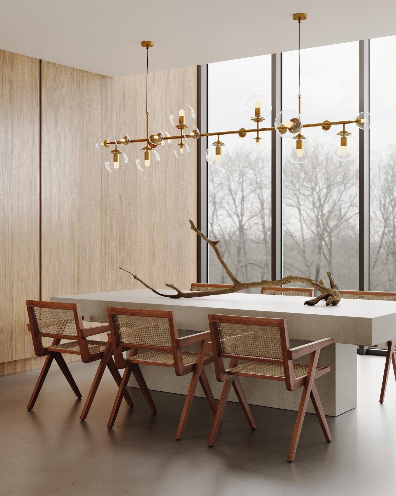 Solara Kronleuchter Messing Glas Globus-Letslighting