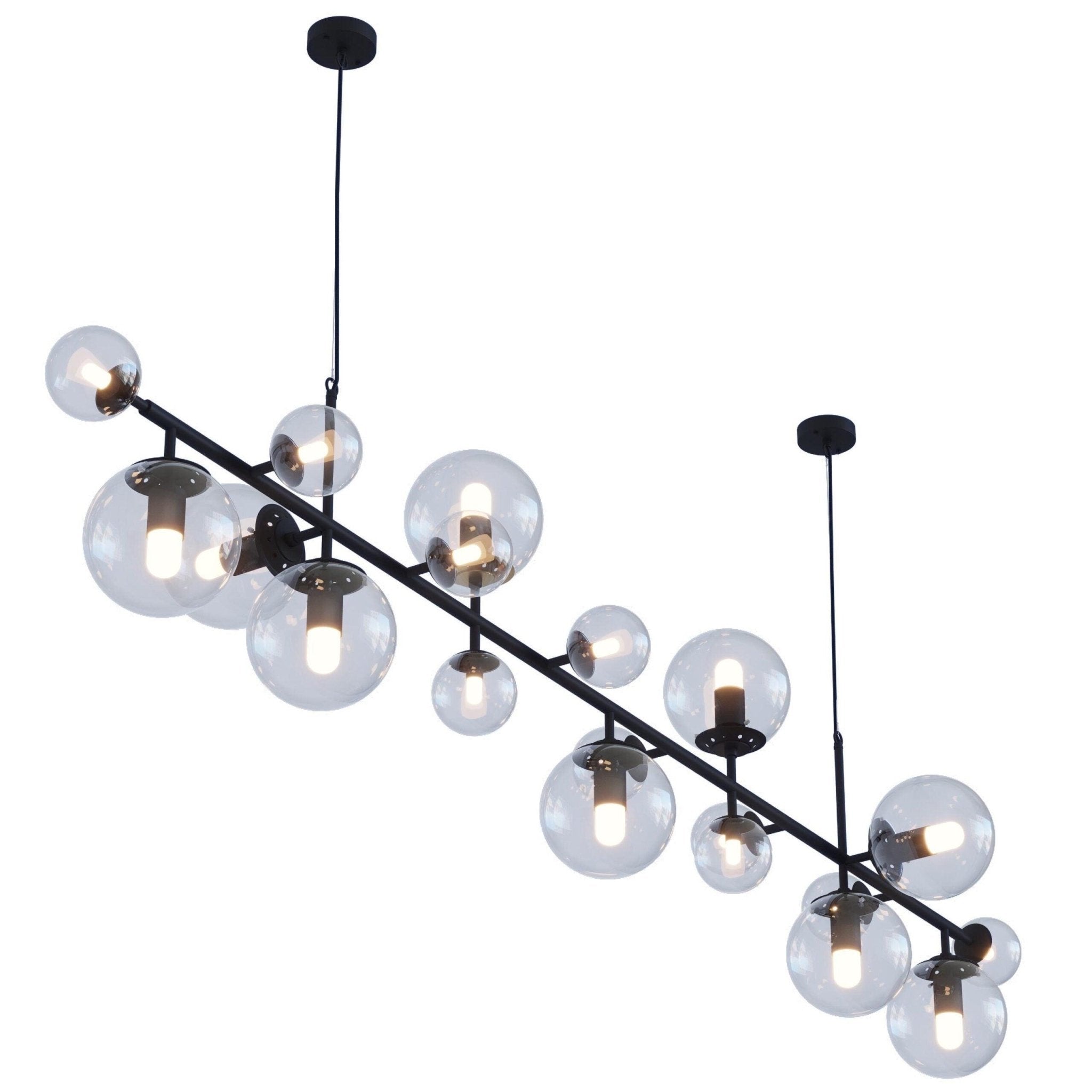 Solara Kronleuchter Messing Glas Globus-Letslighting