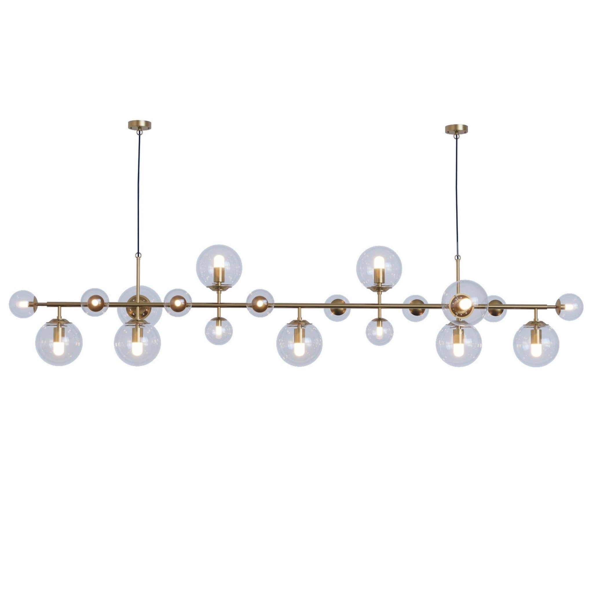 Solara Kronleuchter Messing Glas Globus-Letslighting