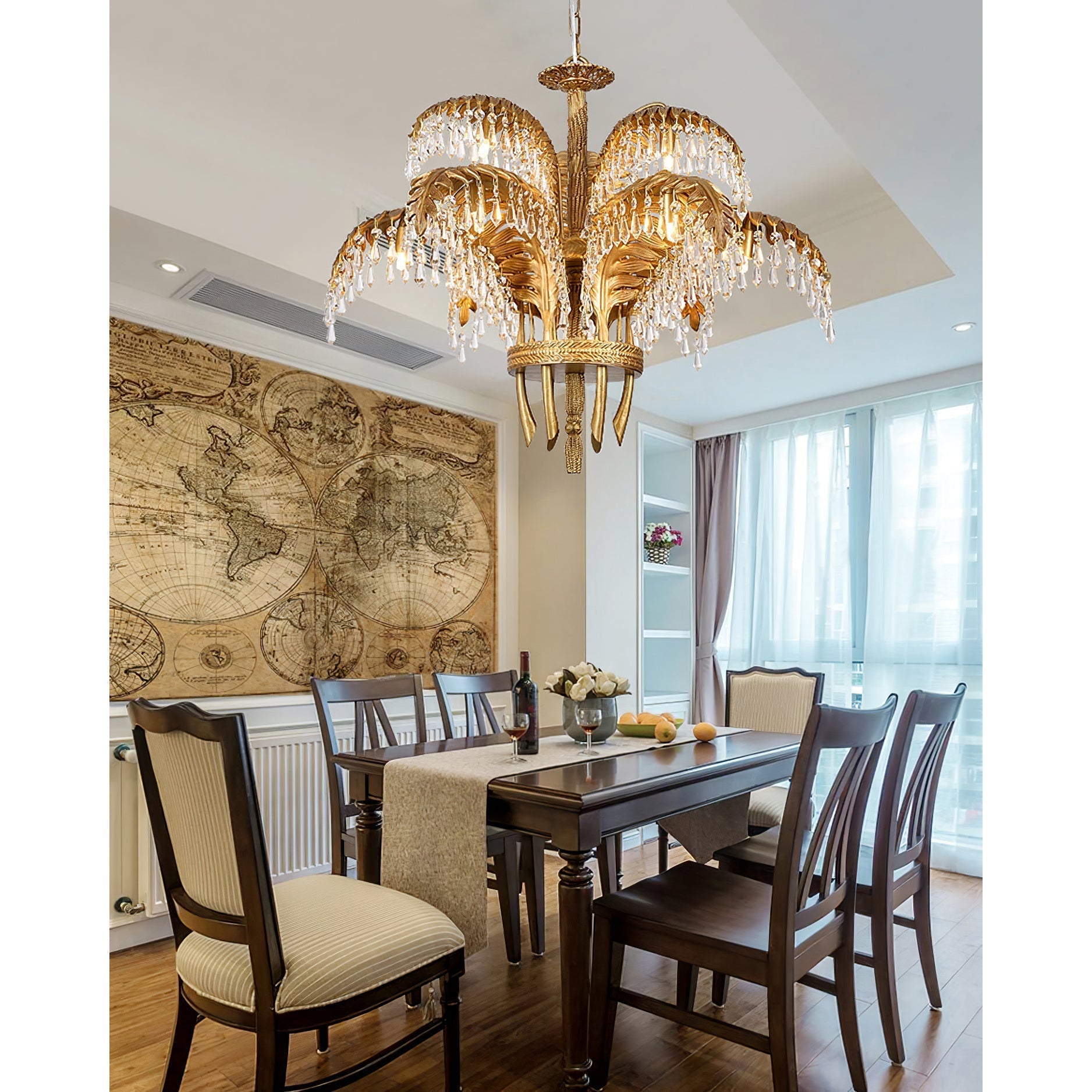 Zenith Luxury Palm Leaf Brass Crystal Chandelier - Letslighting