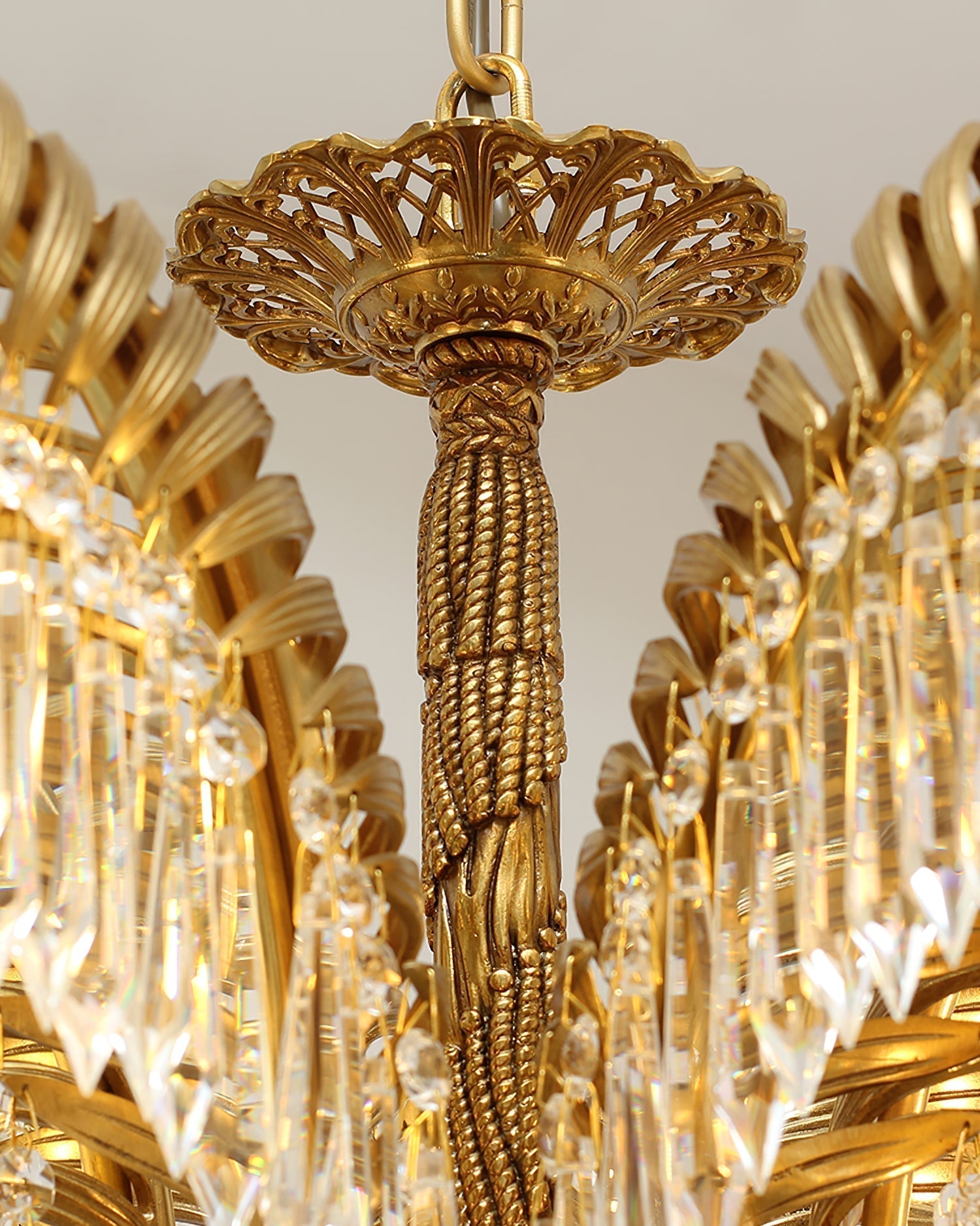 Zenith Luxury Palm Leaf Brass Crystal Chandelier - Letslighting