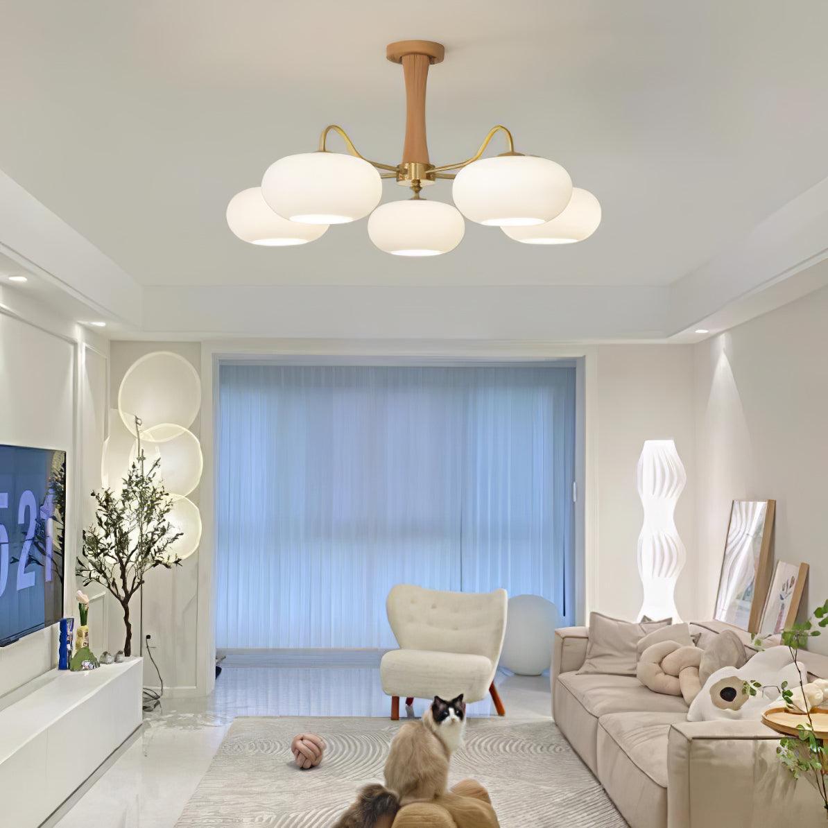 Lustra Kronleuchter Messing Holz Persimone-Letslighting