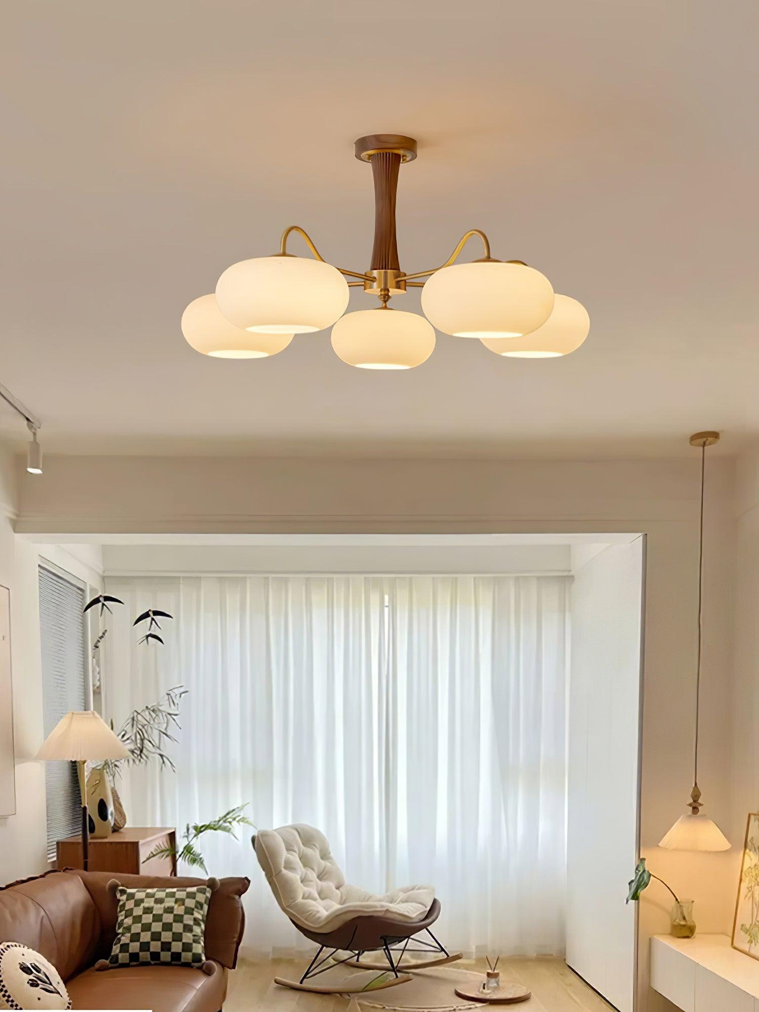 Lustra Kronleuchter Messing Holz Persimone-Letslighting