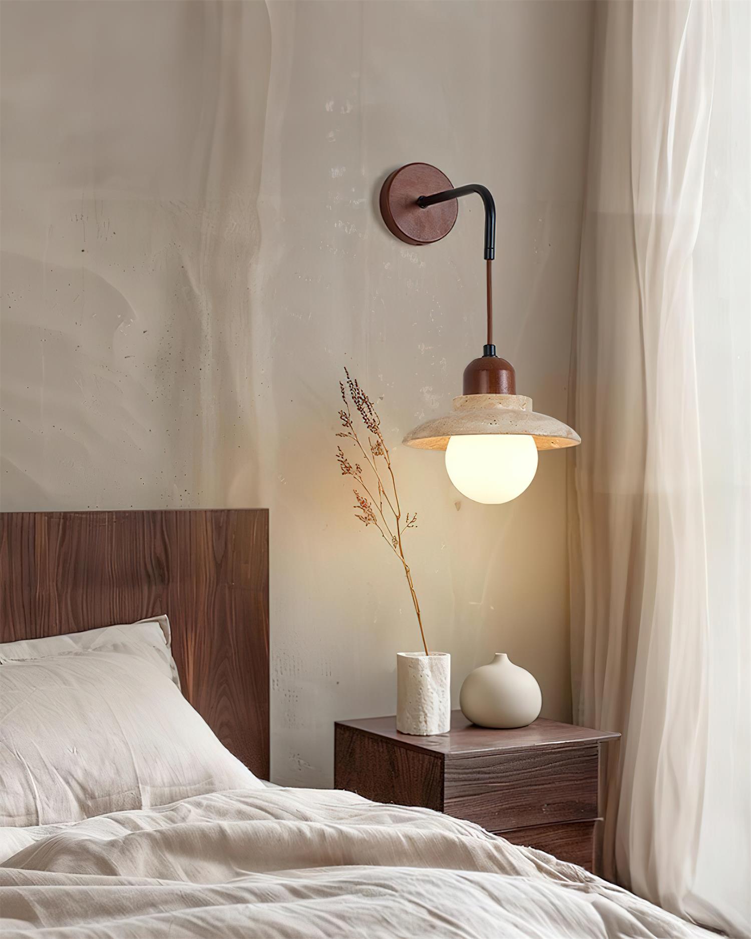 Ritta Sculptural Travertine Wall Lamp - Letslighting