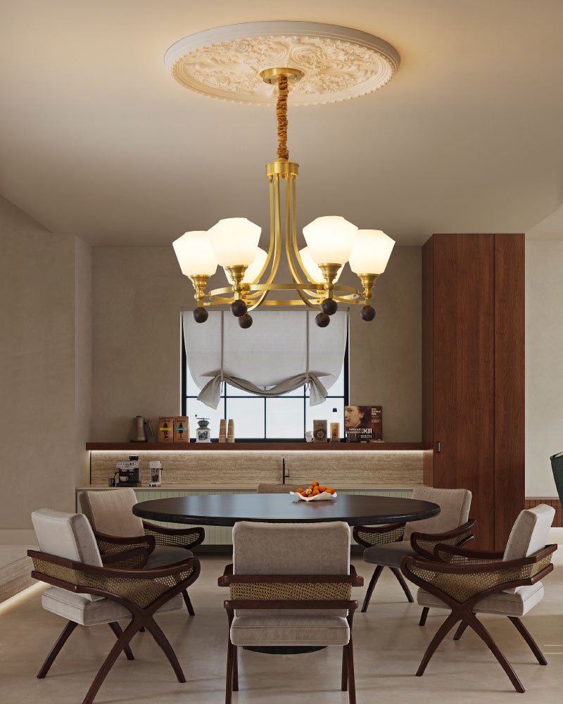 Nyraeyra Premium Nordic Art Kronleuchter aus Messing und Holz-Letslighting