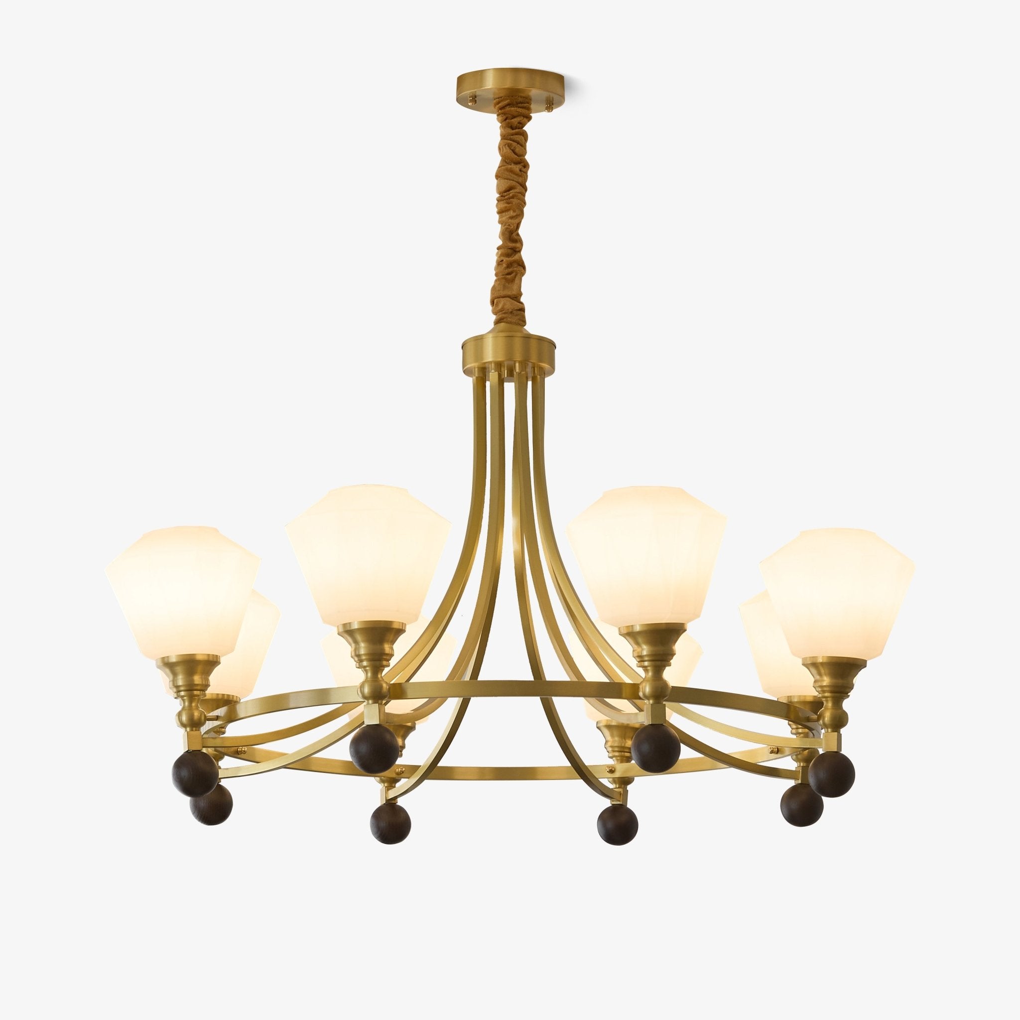 Nyraeyra Premium Nordic Art Kronleuchter aus Messing und Holz-Letslighting