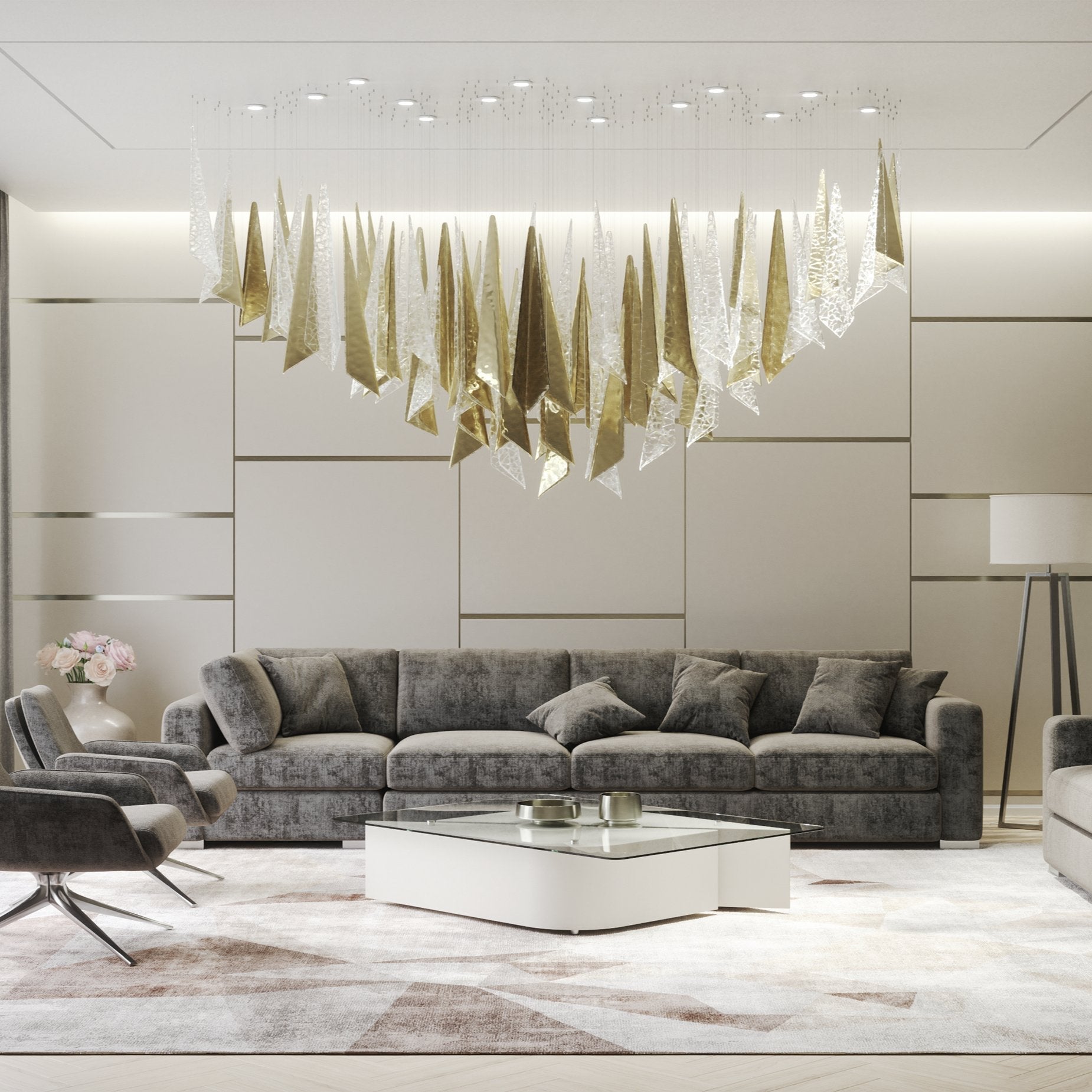Nyvinia Glas Feder-Form Kronleuchter-Letslighting