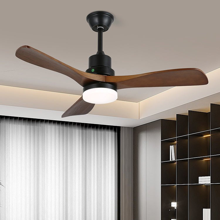 Kaelen Moderner Deckenventilator mit Holz und Beleuchtung in der Ausführung Gebürstetes Nickel