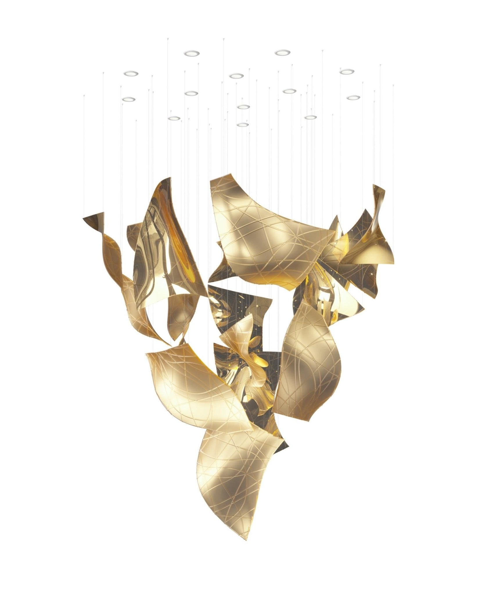 Alnoror Skulpturale Goldene Pendelleuchte-Letslighting