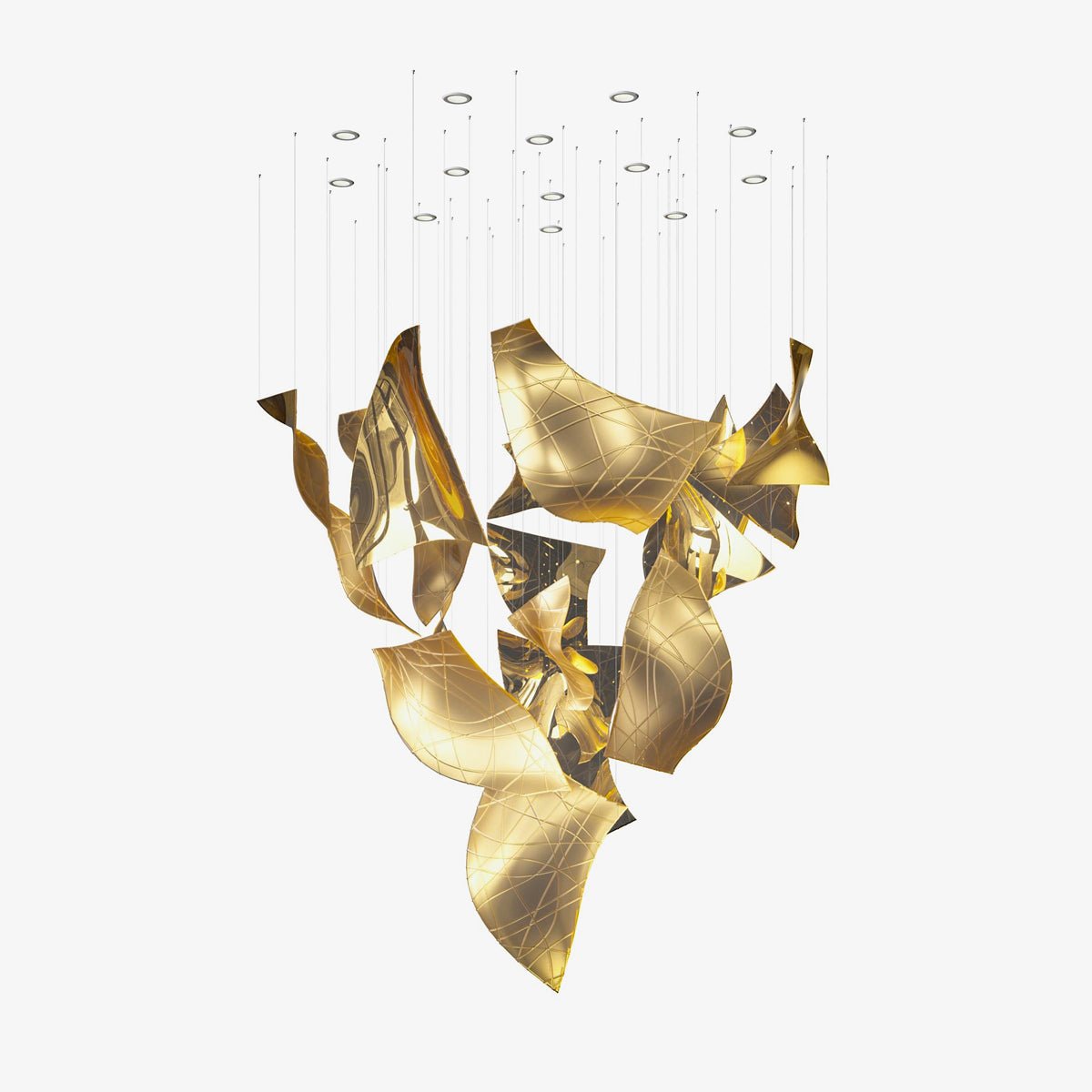 Alnoror Skulpturale Goldene Pendelleuchte-Letslighting
