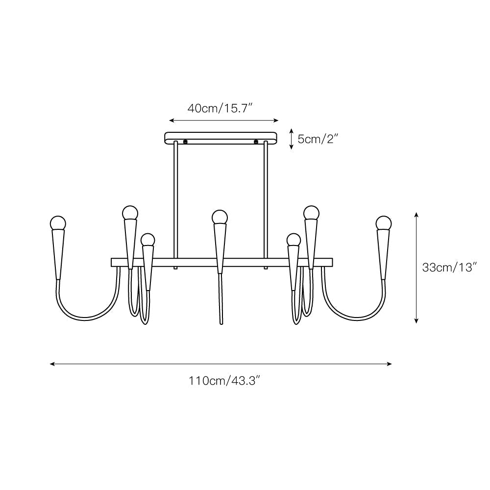 Fluide Eleganter linearer Kronleuchter aus Messing-Letslighting