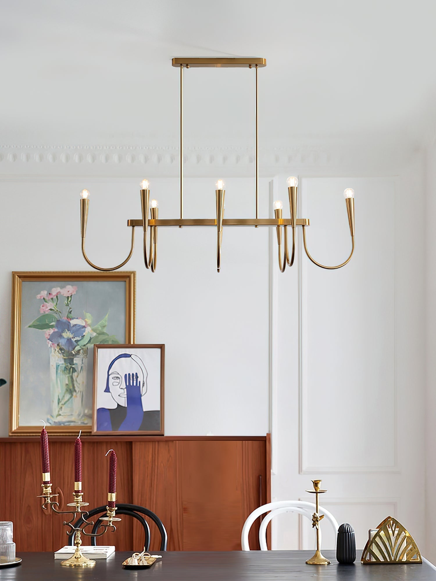 Fluide Eleganter linearer Kronleuchter aus Messing-Letslighting