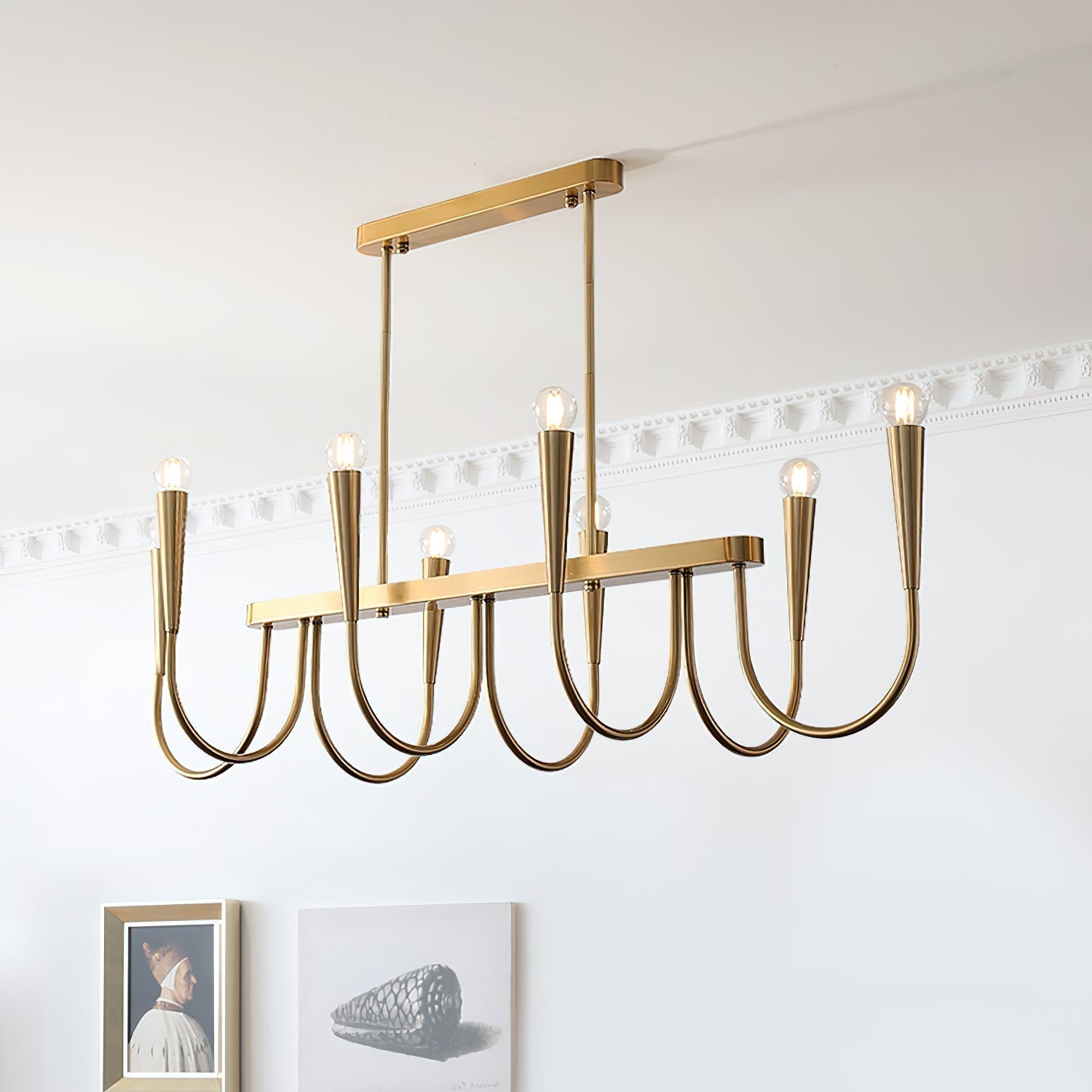 Fluide Eleganter linearer Kronleuchter aus Messing-Letslighting