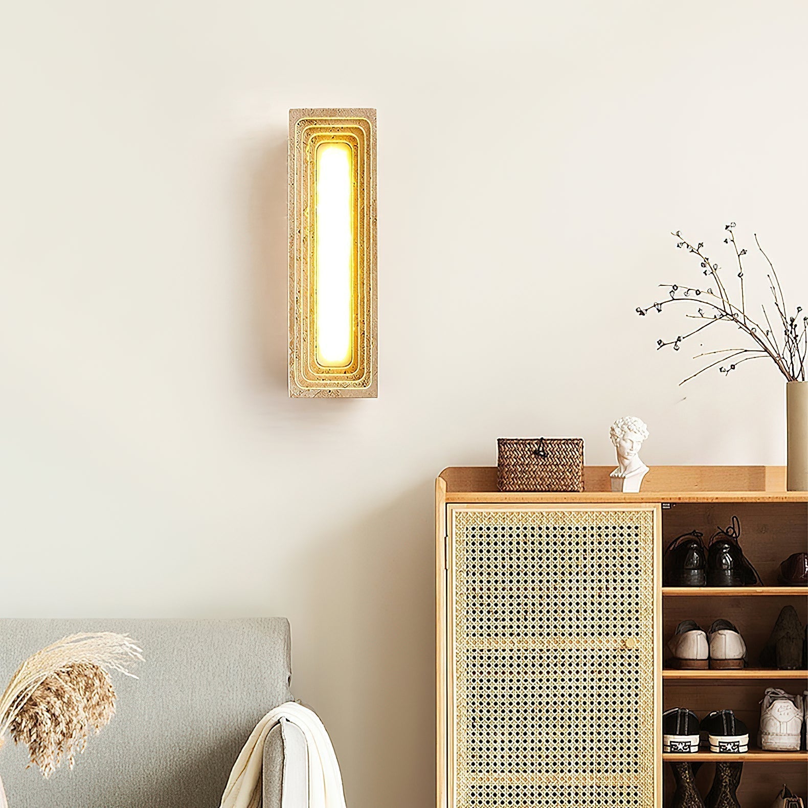Siliq Modern Minimalist Beige Travertine Wall Lamp - Letslighting