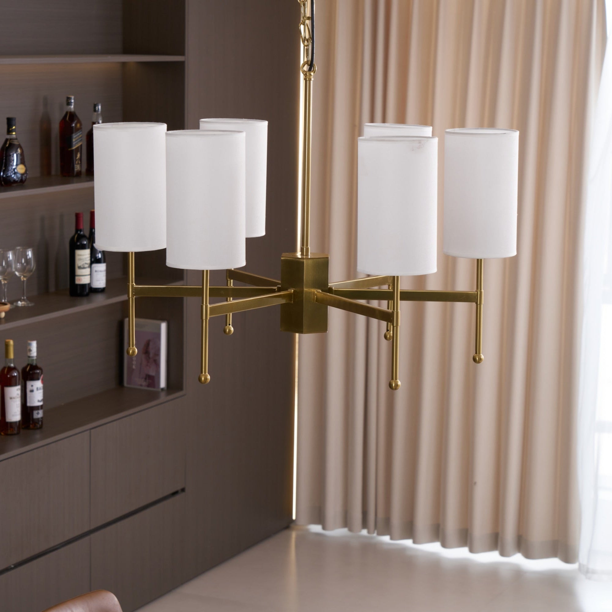 Ulcarisra Vintage Kronleuchter aus Messing mit Stoffbezug-Letslighting