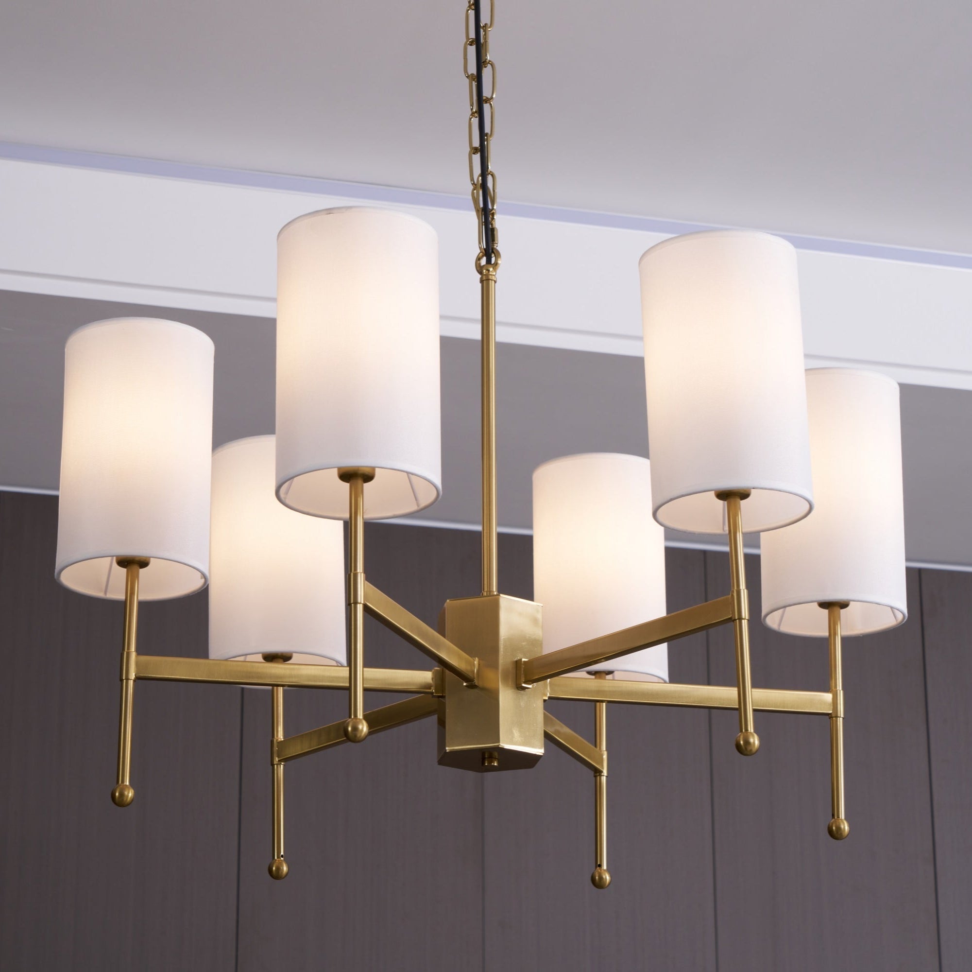 Ulcarisra Vintage Kronleuchter aus Messing mit Stoffbezug-Letslighting