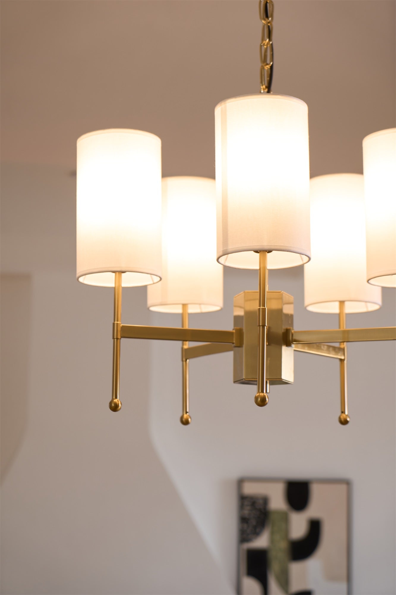 Ulcarisra Vintage Kronleuchter aus Messing mit Stoffbezug-Letslighting