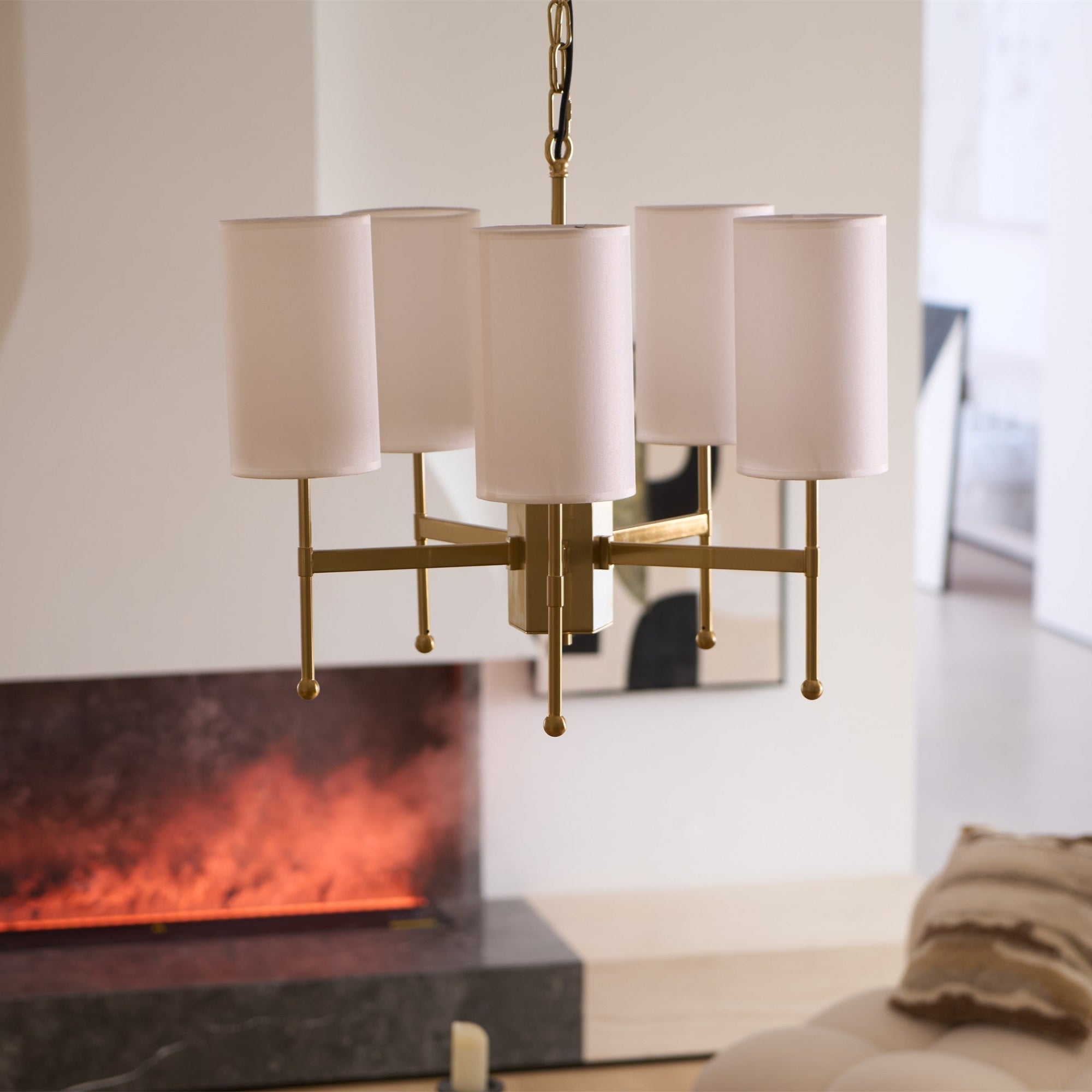 Ulcarisra Vintage Kronleuchter aus Messing mit Stoffbezug-Letslighting