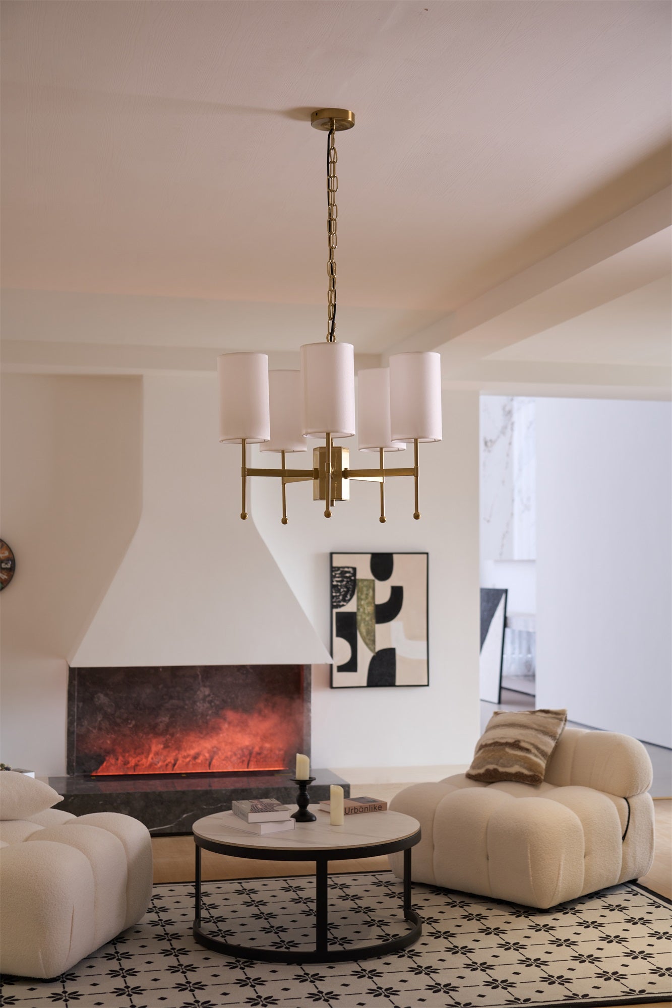 Ulcarisra Vintage Kronleuchter aus Messing mit Stoffbezug-Letslighting