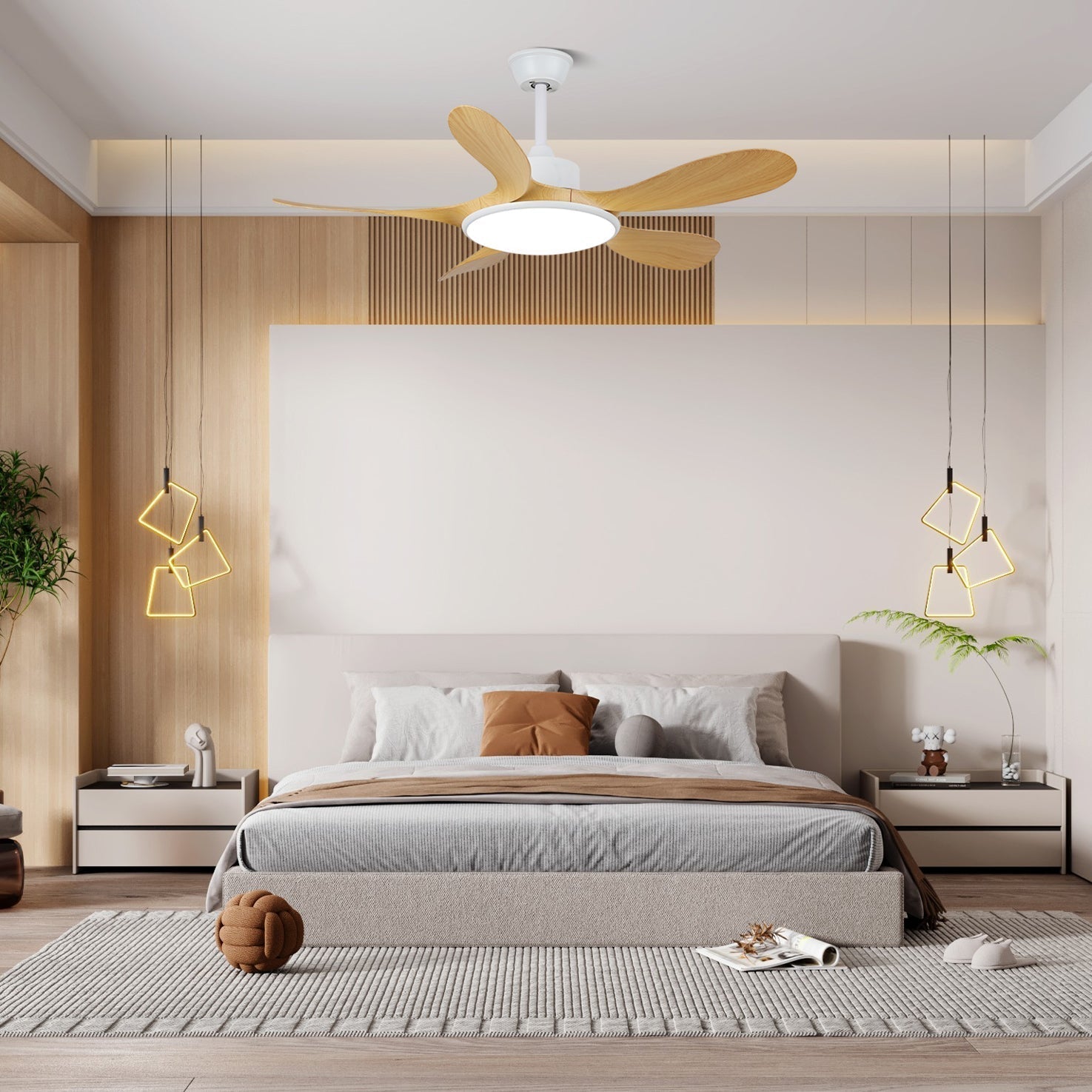 Tirenor Holz Deckenventilator mit Beleuchtung, mit integrierter LED