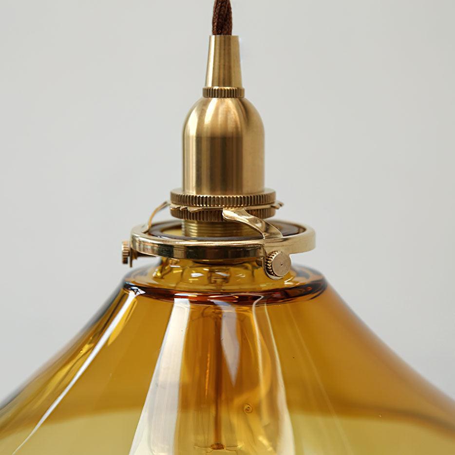Solara Pendelleuchte Bernstein Glas Messing Esszimmer-Letslighting