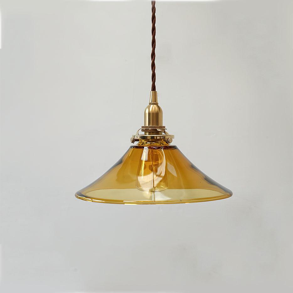 Solara Pendelleuchte Bernstein Glas Messing Esszimmer-Letslighting