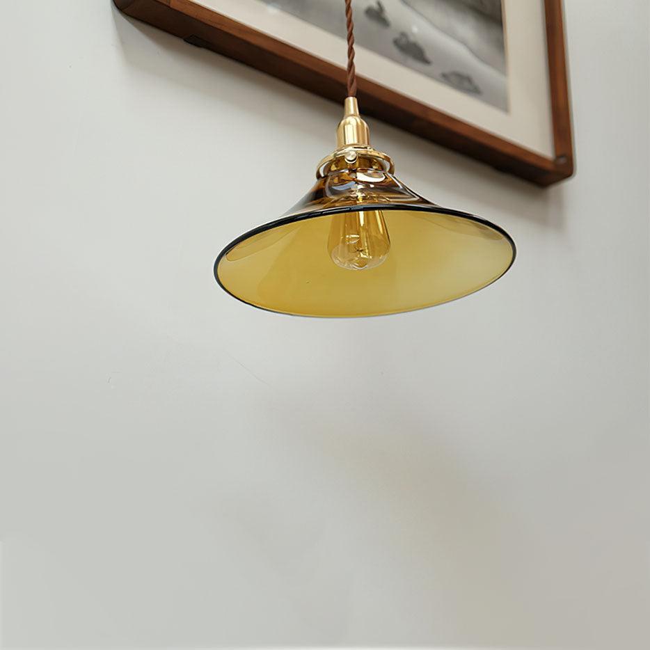 Solara Pendelleuchte Bernstein Glas Messing Esszimmer-Letslighting
