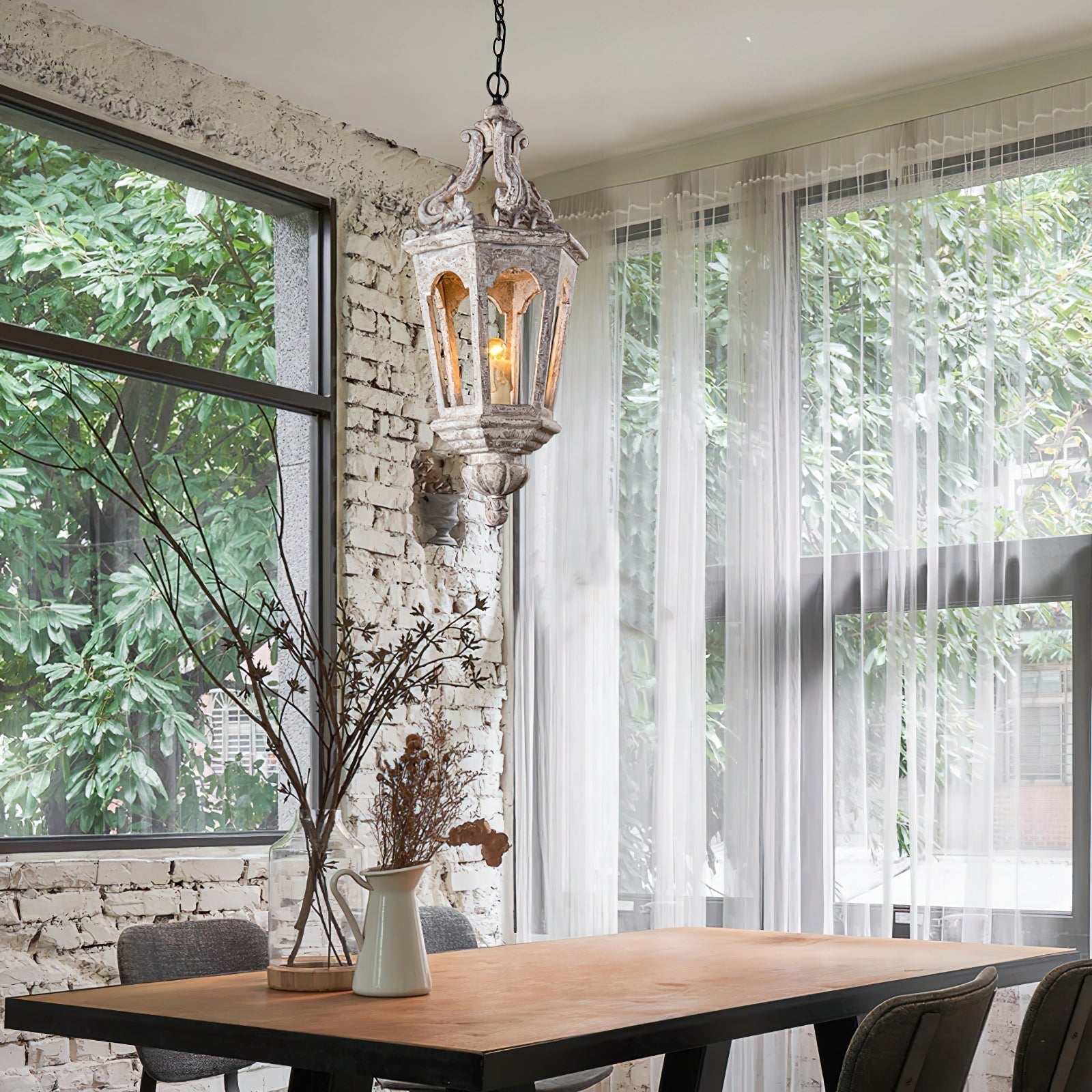 Seren Postmodern Luxus Eleganz Holz Harz Laterne Pendelleuchte-Letslighting