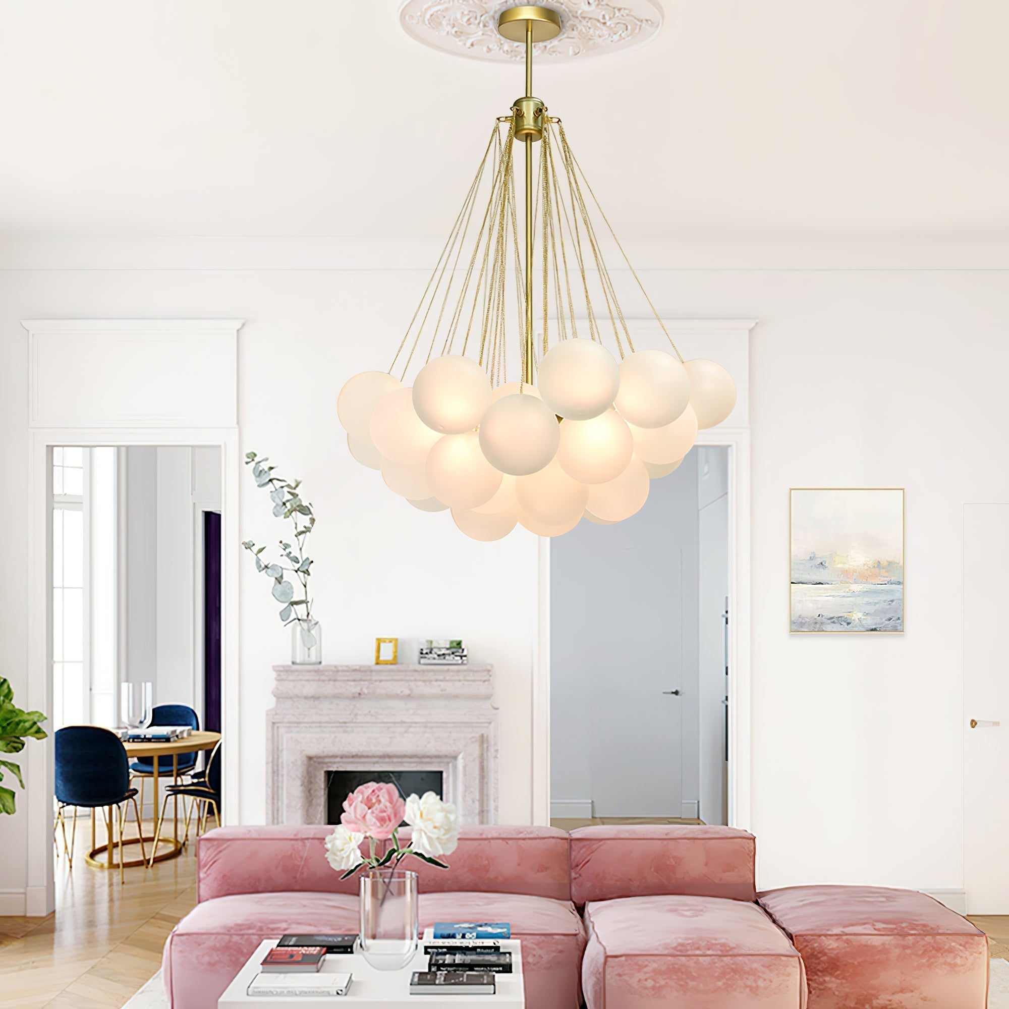 Lustra Kronleuchter Bubble Milchglas-Letslighting
