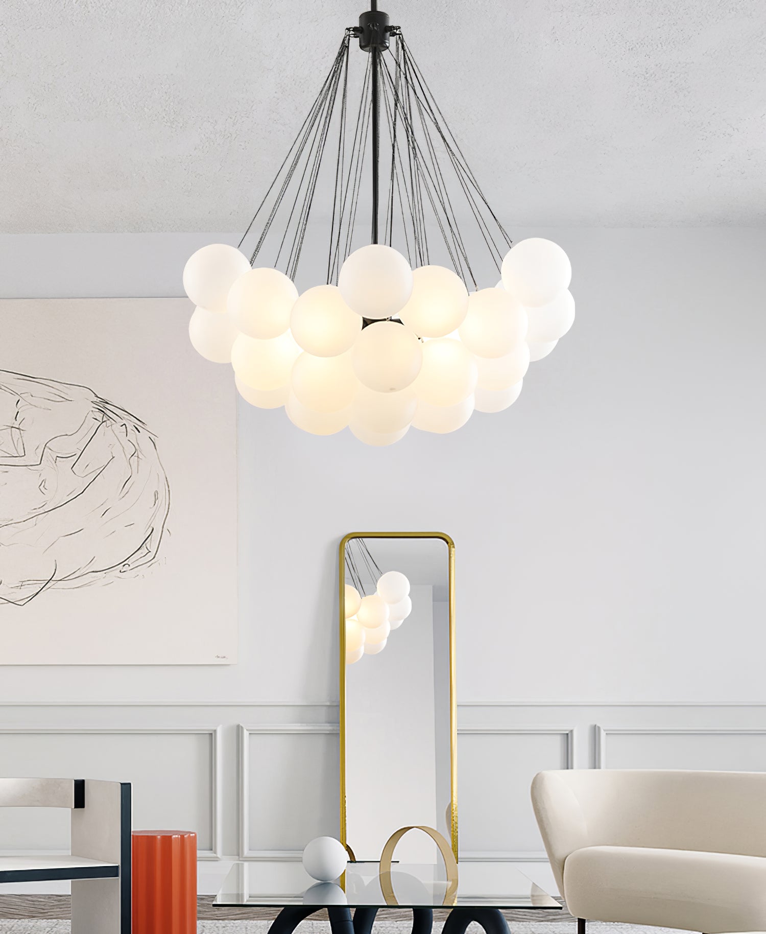 Lustra Kronleuchter Bubble Milchglas-Letslighting