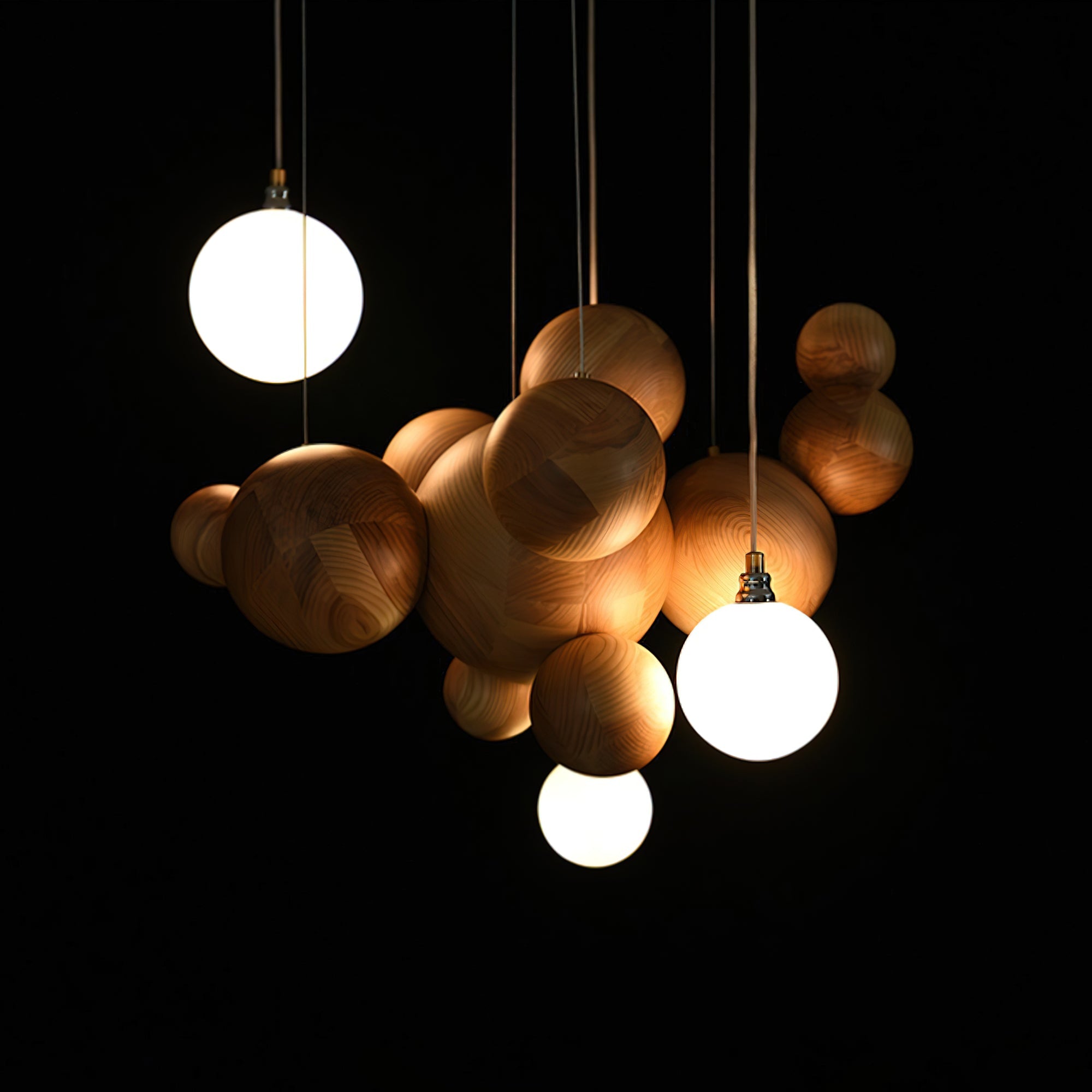 Lustra Kronleuchter Holz Blase Ball Cluster-Letslighting
