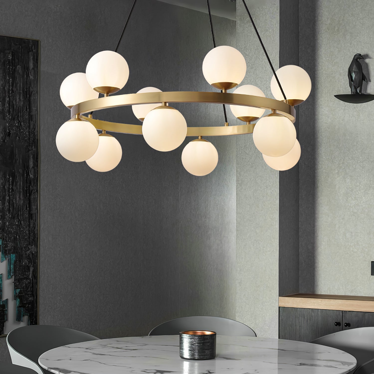 Lustra Kronleuchter Globus Messingring-Letslighting